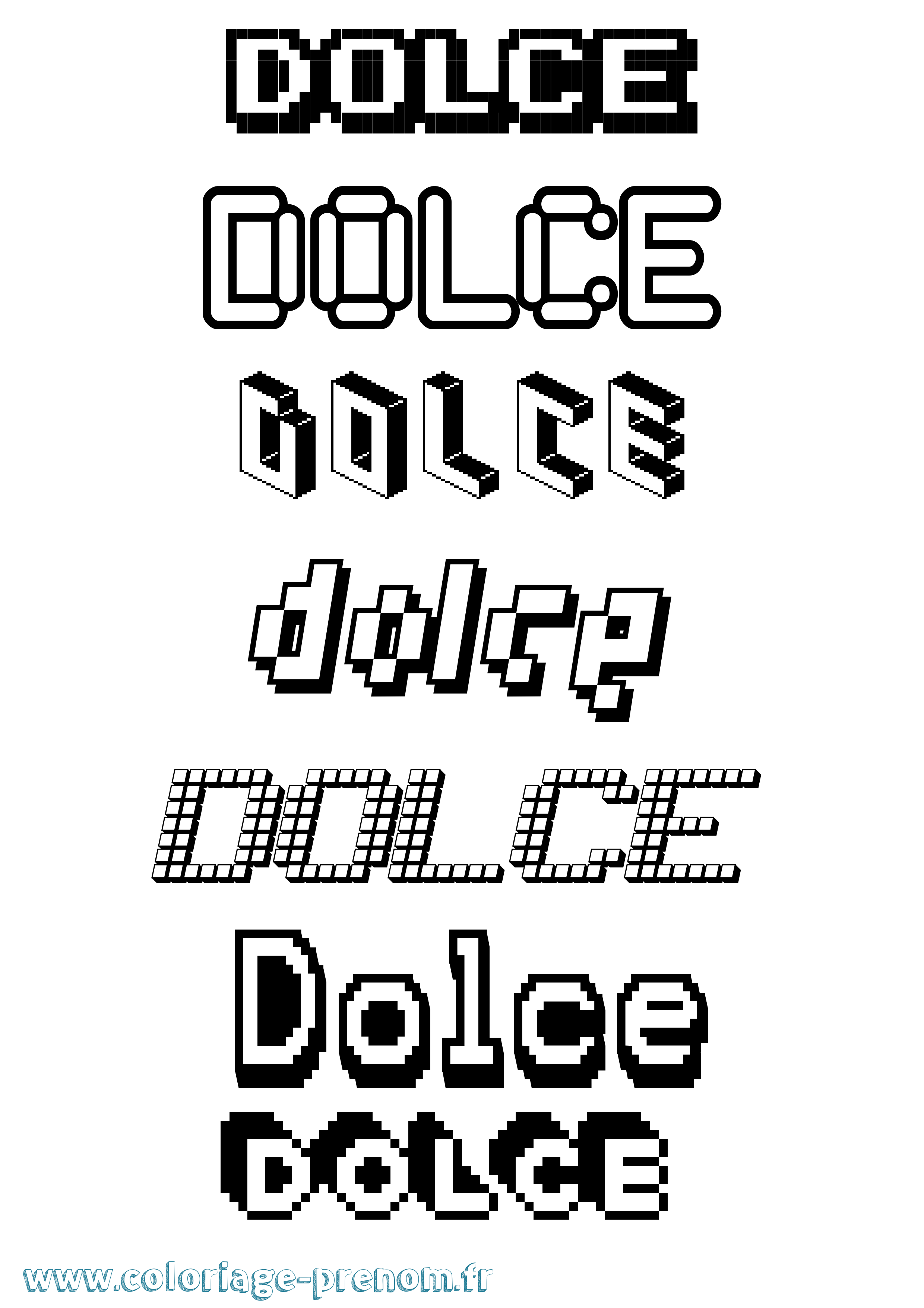 Coloriage Dolce Pixel Coloriage prénom Dolce Pixel