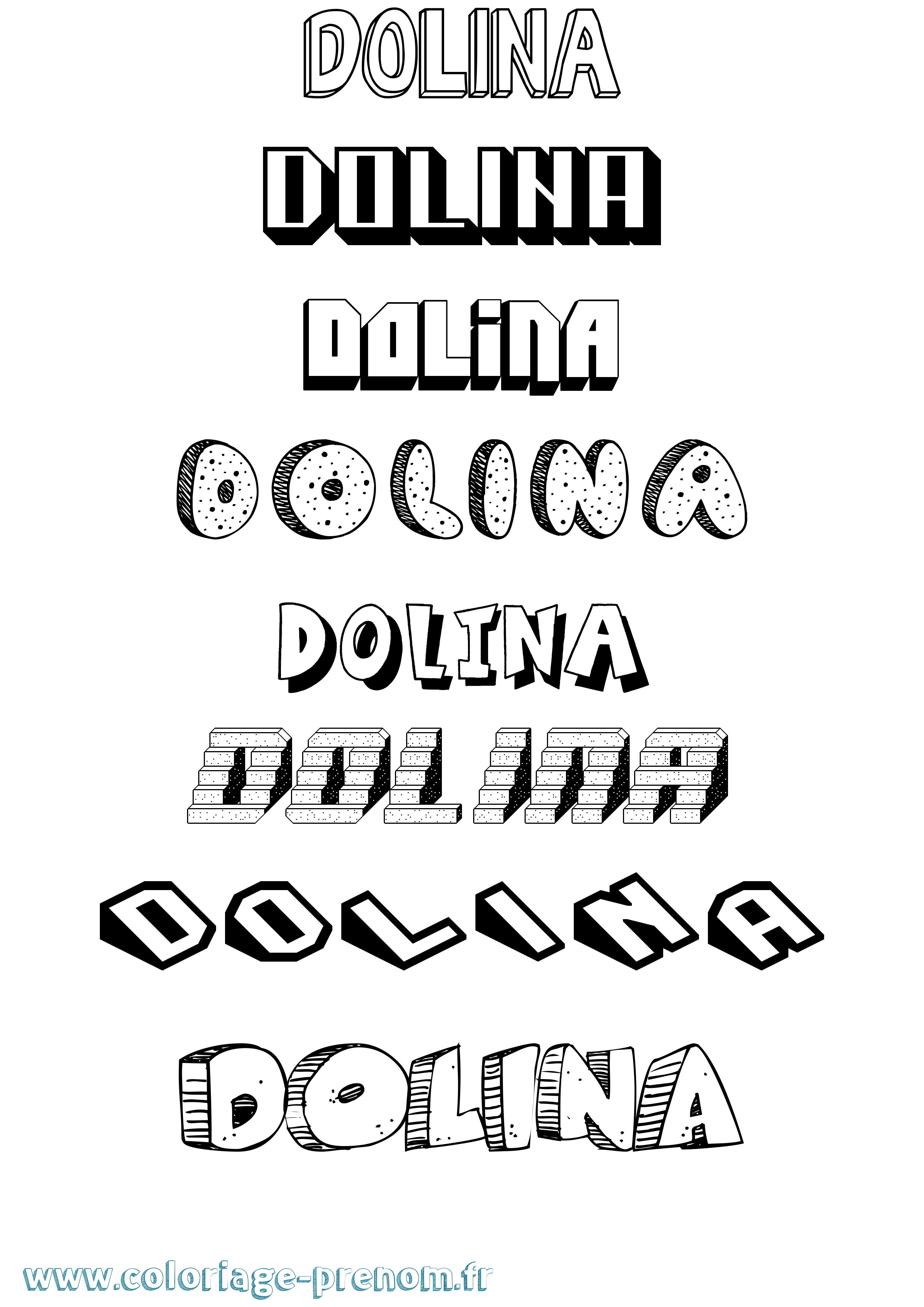 Coloriage Dolina Effet 3D Coloriage prénom Dolina Effet 3D