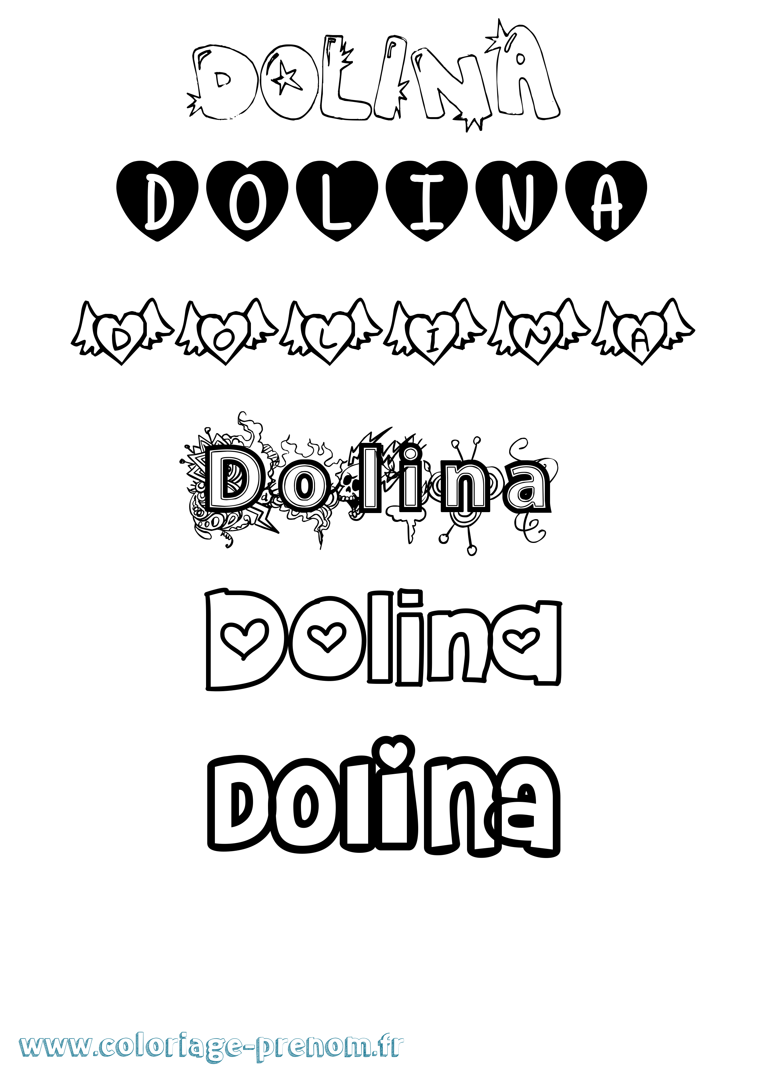 Coloriage Dolina Girly Coloriage prénom Dolina Girly