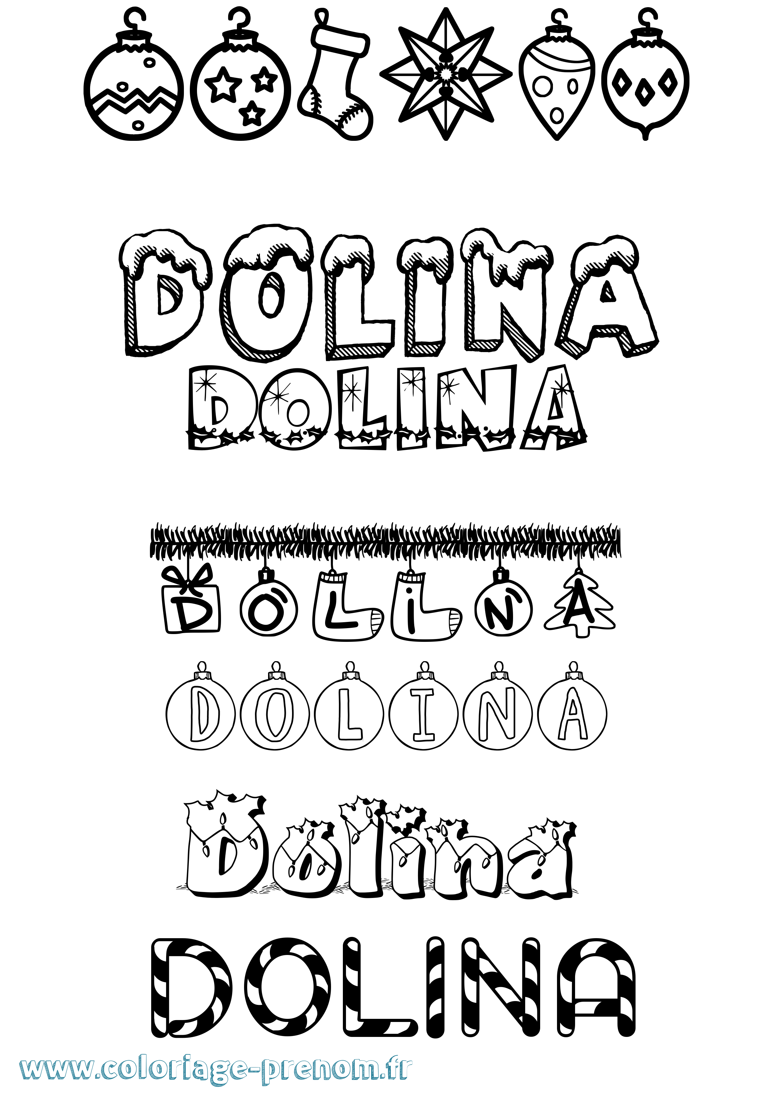 Coloriage Dolina Noël Coloriage prénom Dolina Noël