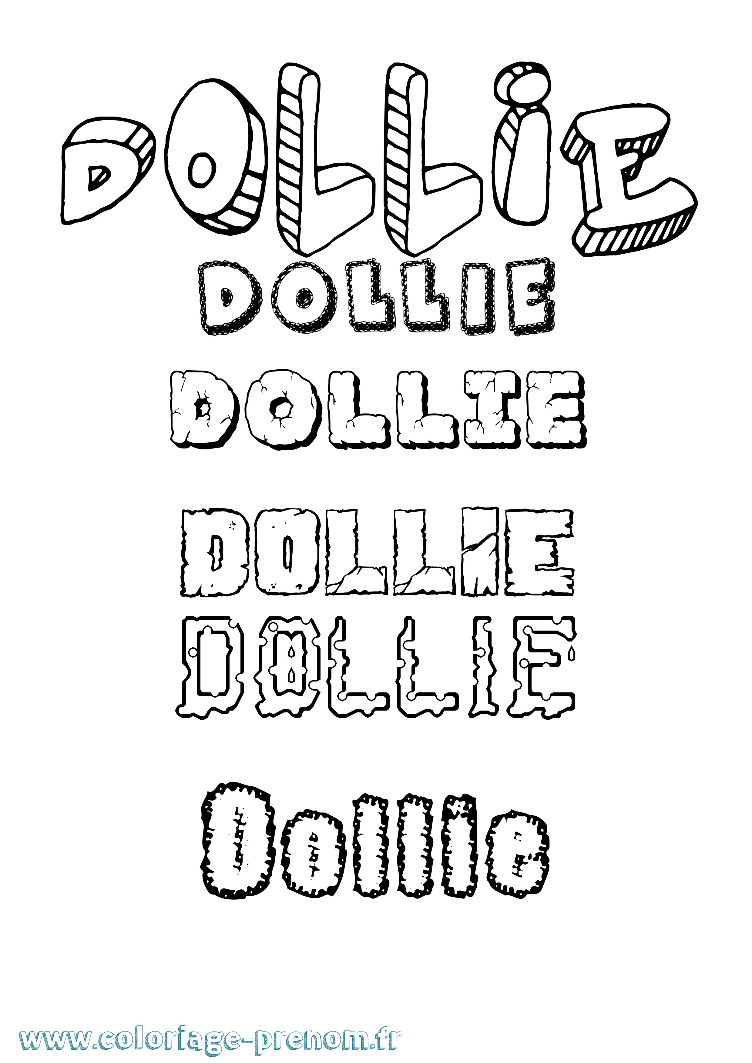 Coloriage Dollie Destructuré Coloriage prénom Dollie Destructuré