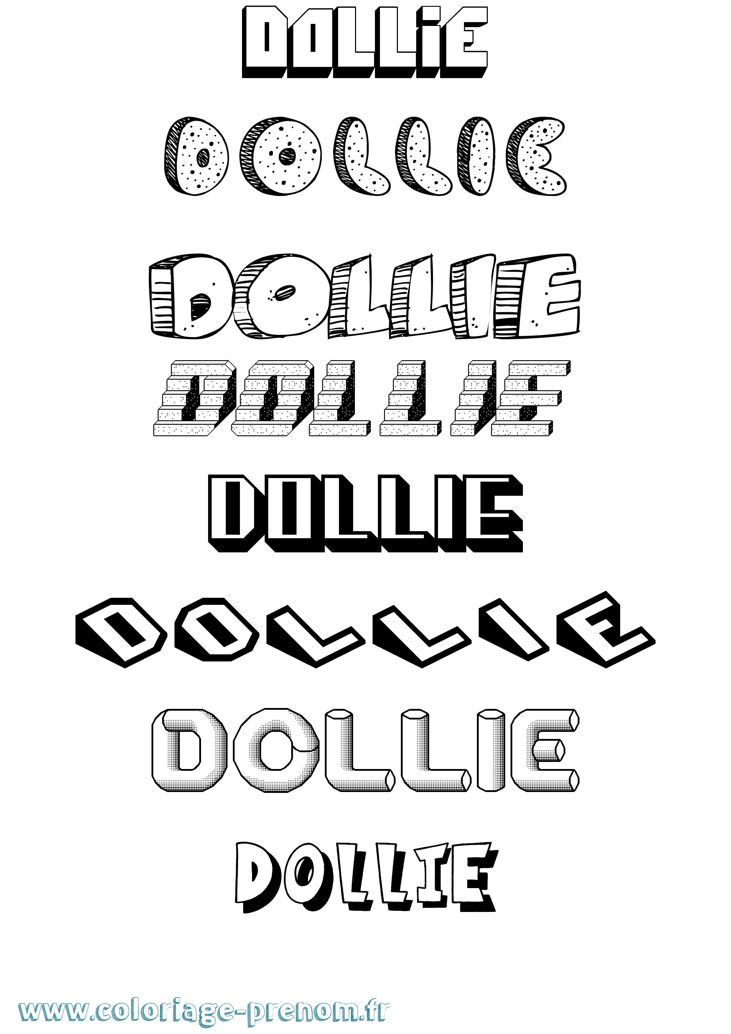 Coloriage Dollie Effet 3D Coloriage prénom Dollie Effet 3D