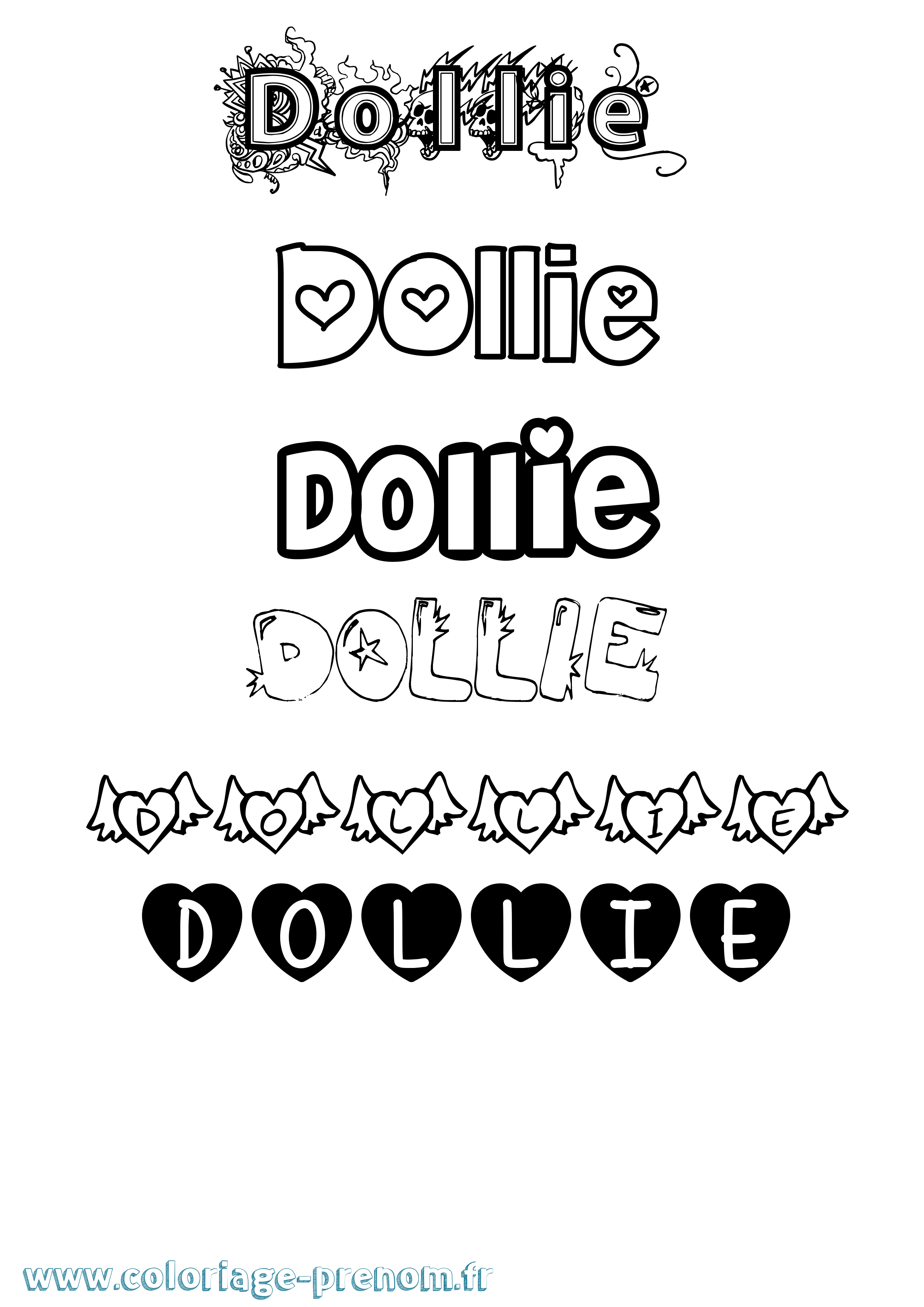 Coloriage Dollie Girly Coloriage prénom Dollie Girly