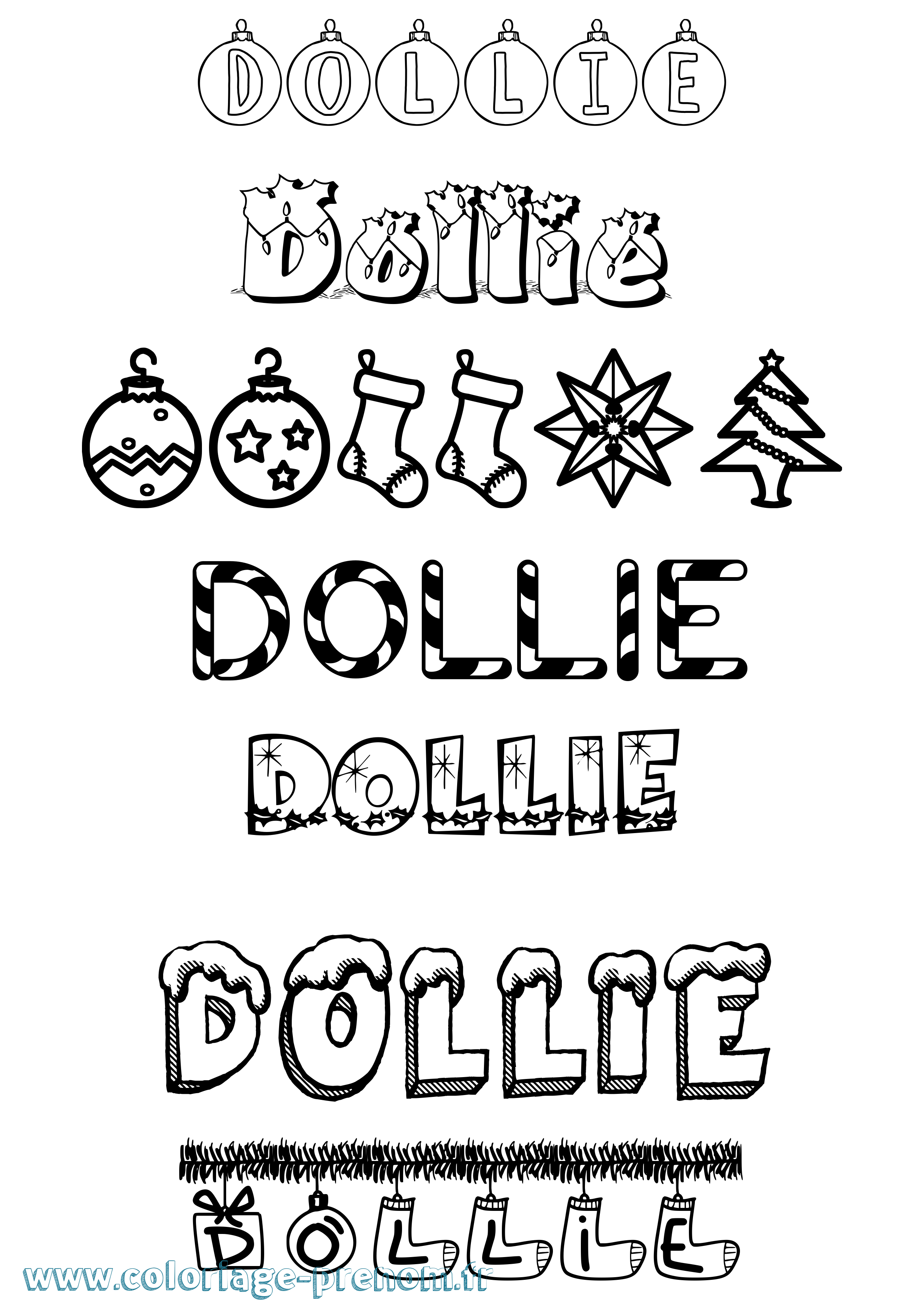 Coloriage Dollie Noël Coloriage prénom Dollie Noël