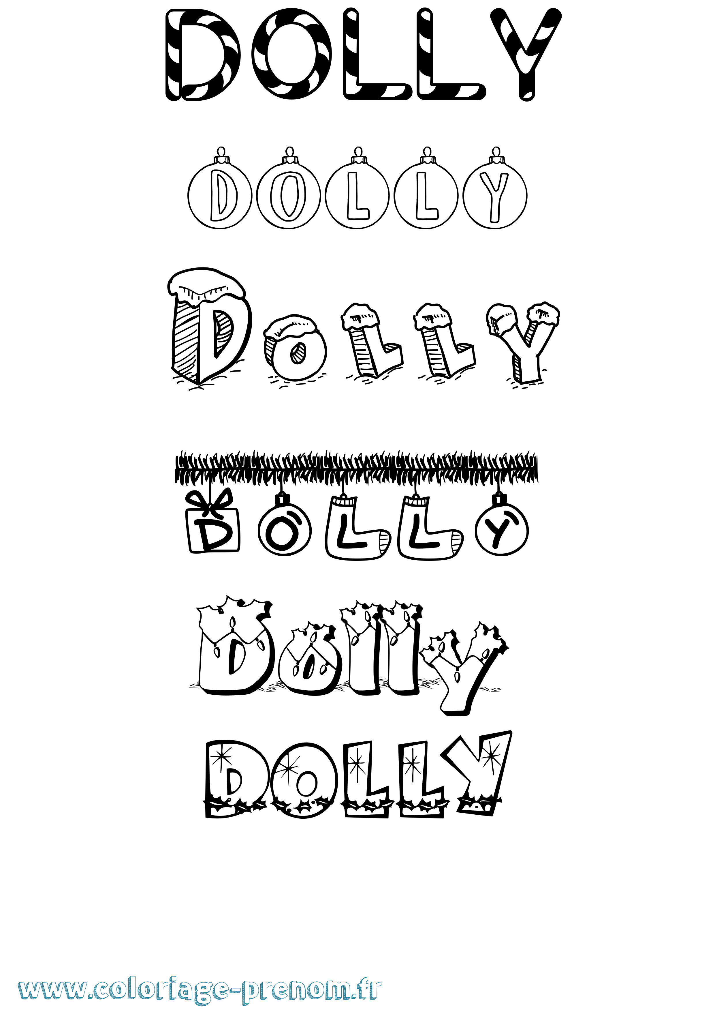 Coloriage Dolly Noël Coloriage prénom Dolly Noël
