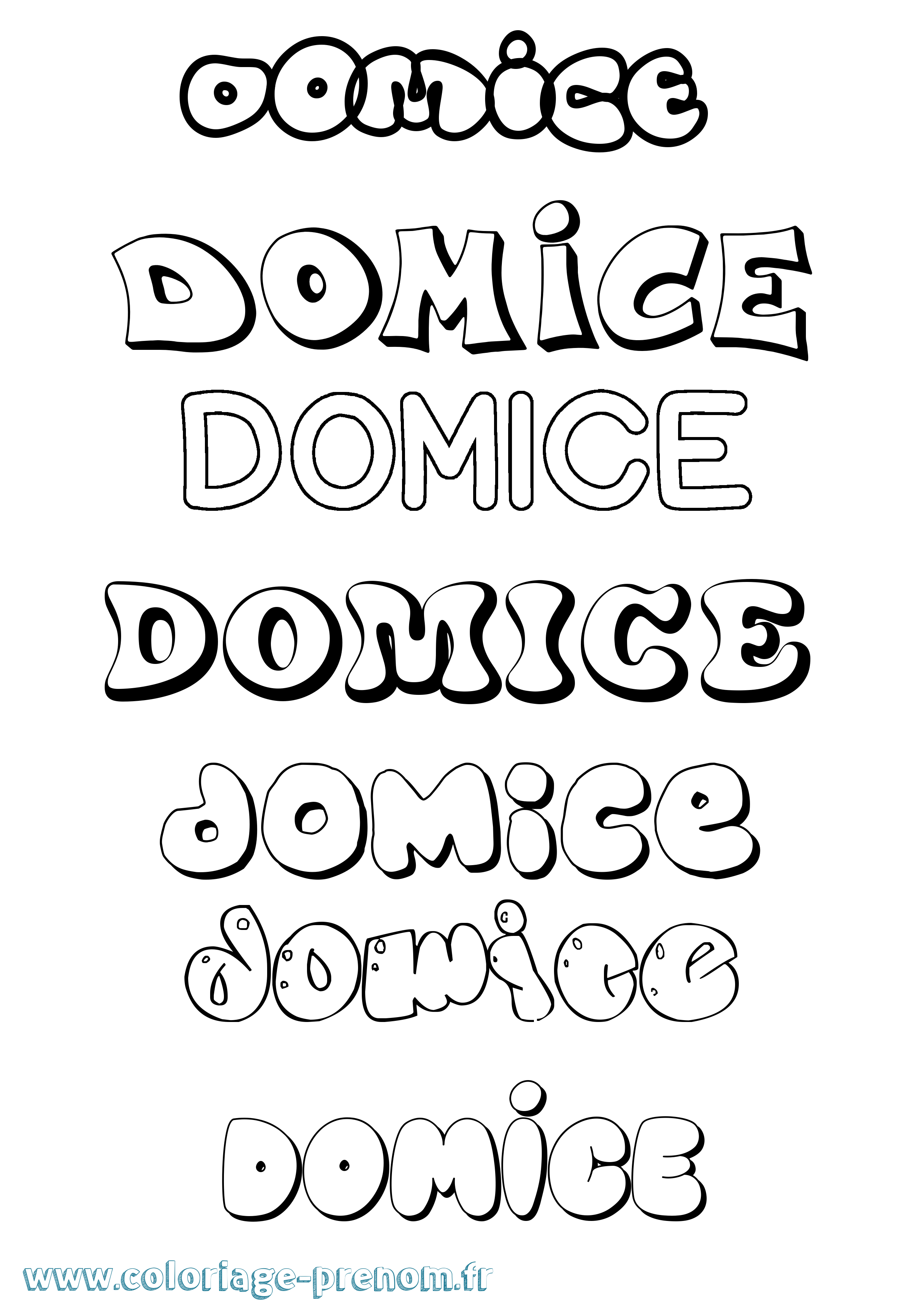 Coloriage Domice Bubble Coloriage prénom Domice Bubble