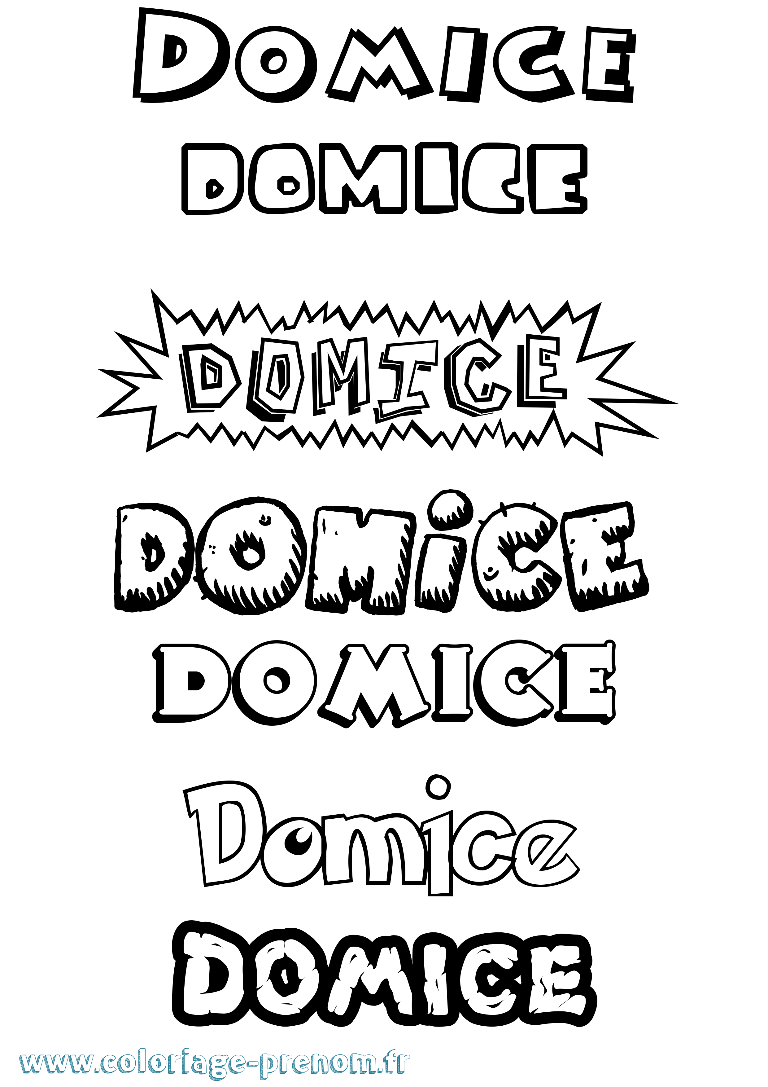 Coloriage Domice Dessin Animé Coloriage prénom Domice Dessin Animé