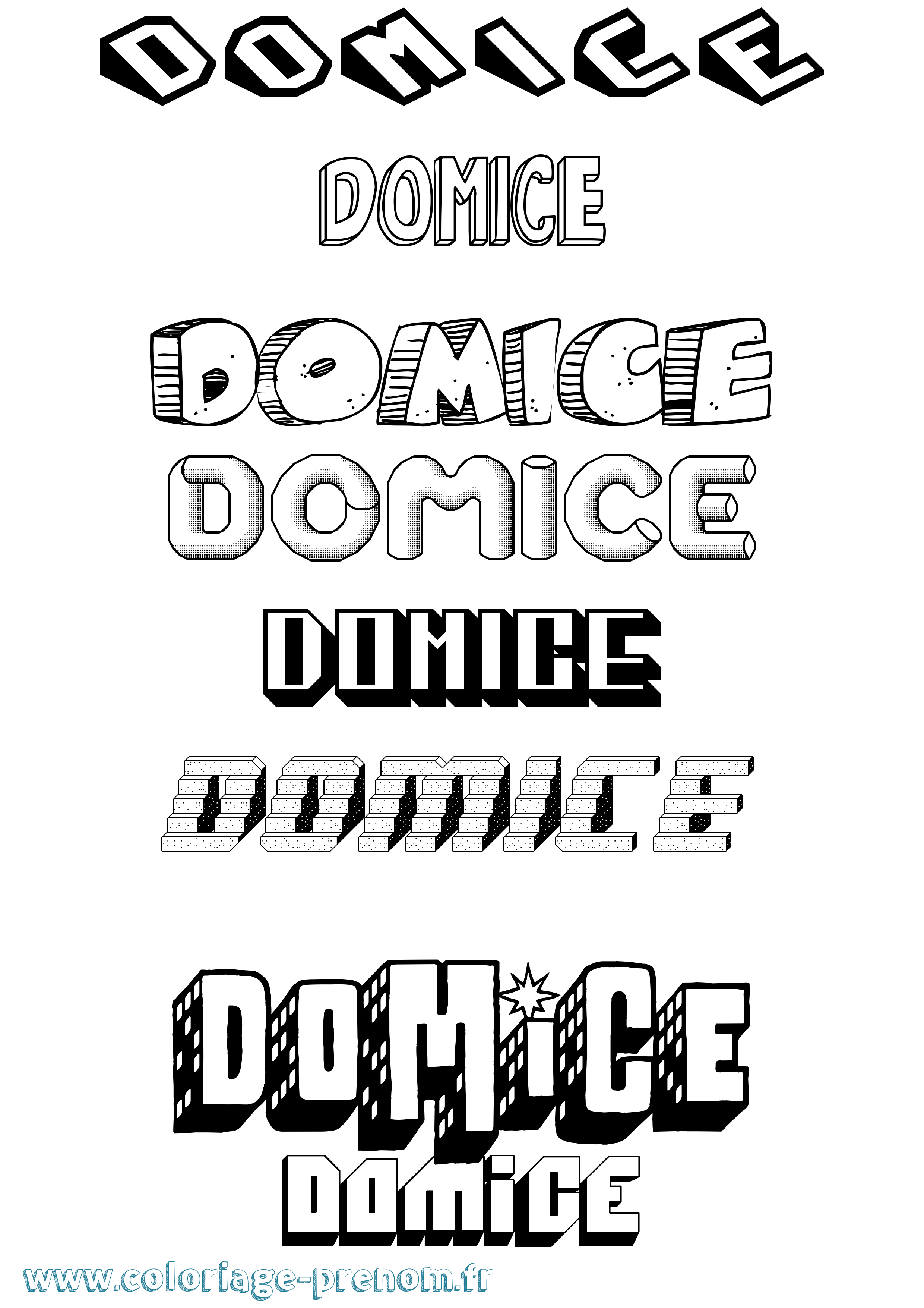 Coloriage Domice Effet 3D Coloriage prénom Domice Effet 3D