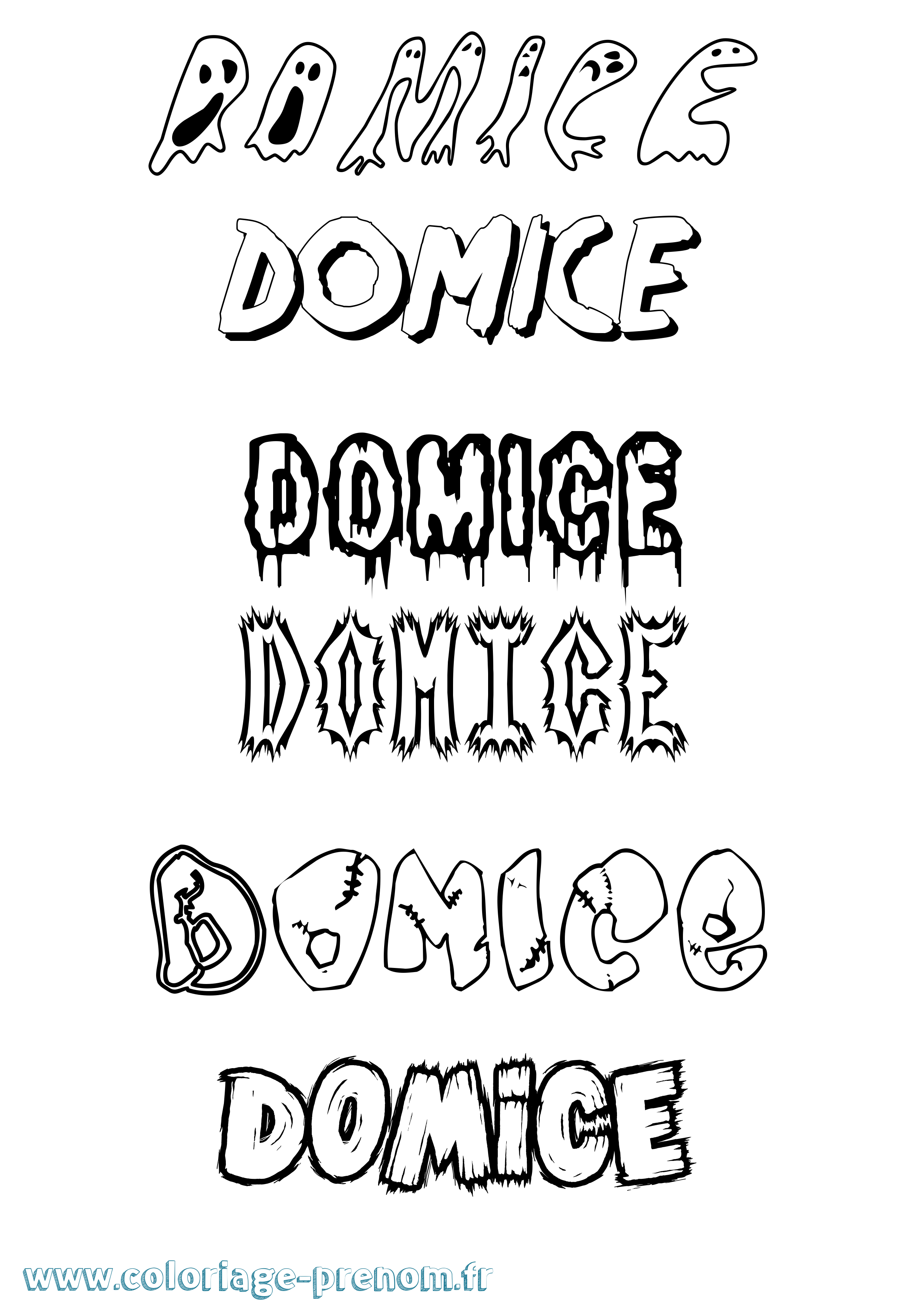Coloriage Domice Frisson Coloriage prénom Domice Frisson