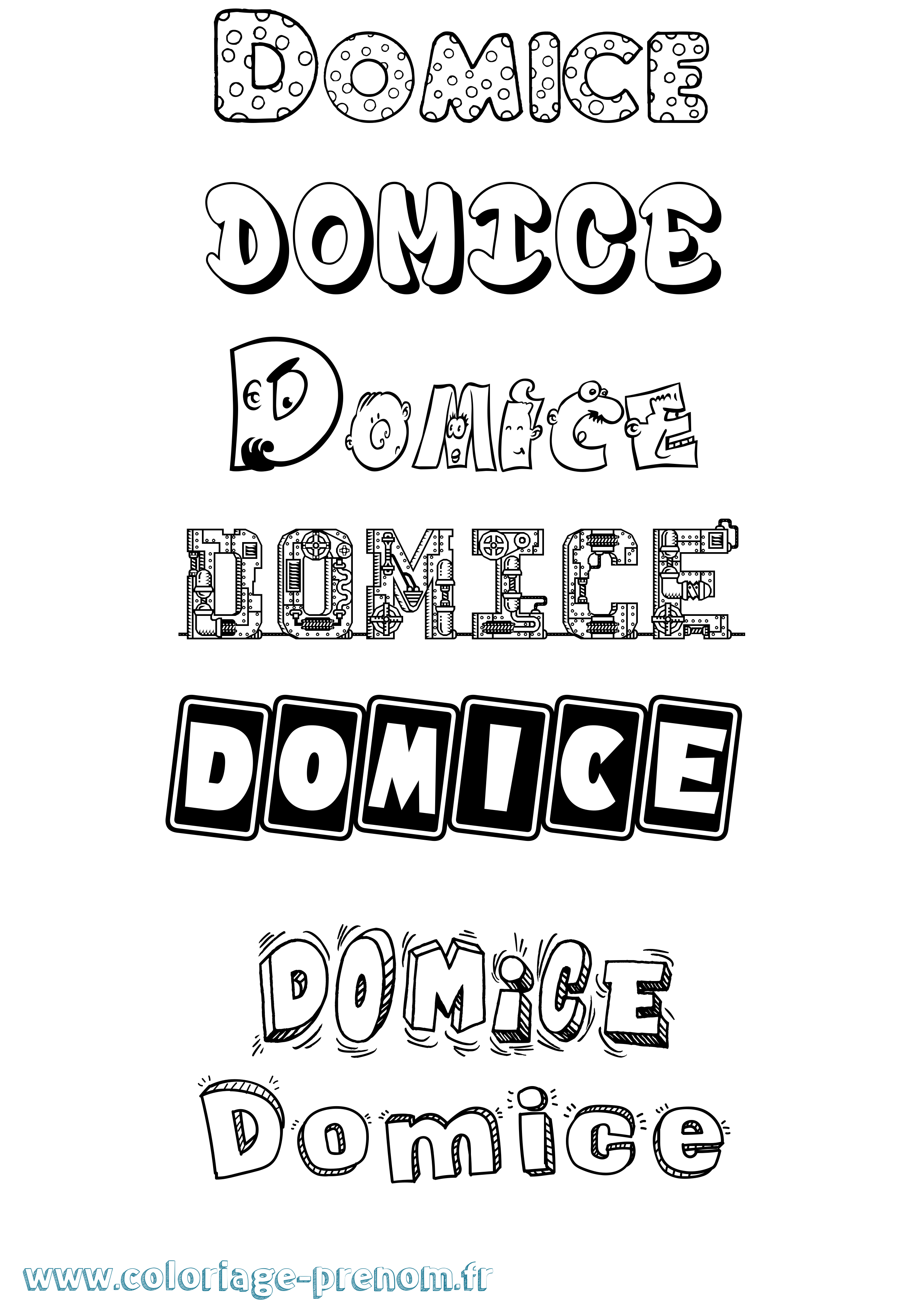 Coloriage Domice Fun Coloriage prénom Domice Fun