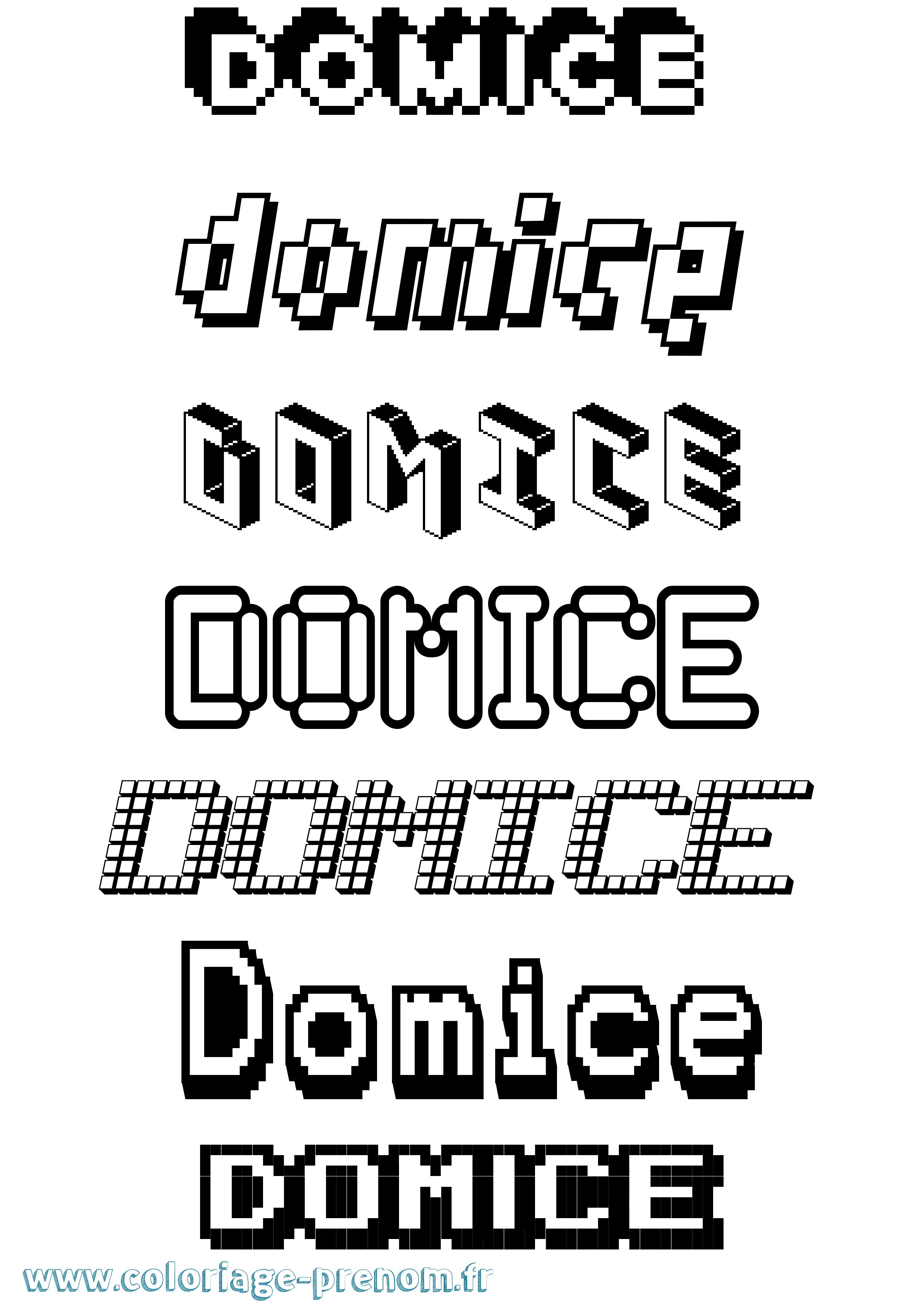 Coloriage Domice Pixel Coloriage prénom Domice Pixel