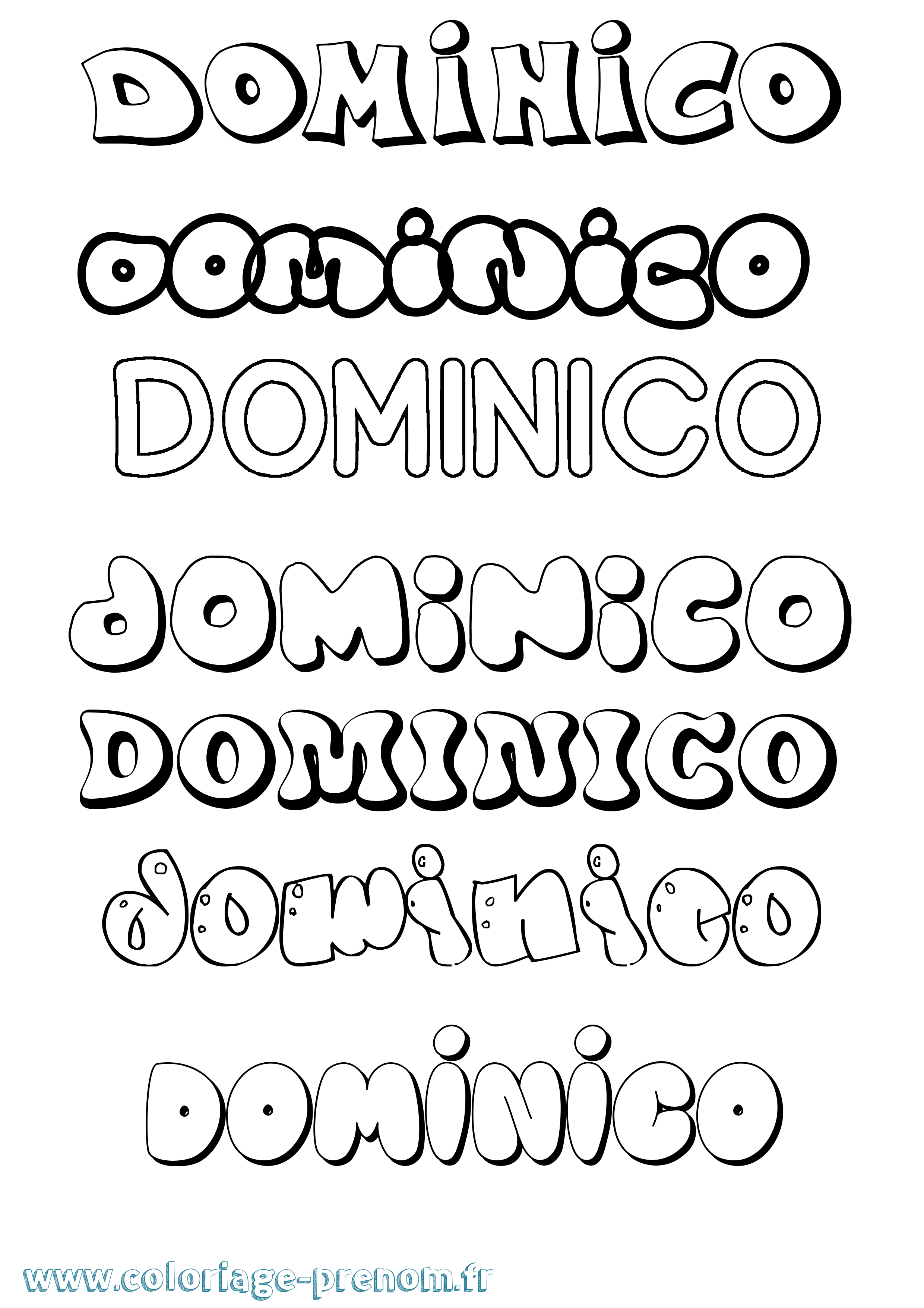 Coloriage Dominico Bubble Coloriage prénom Dominico Bubble