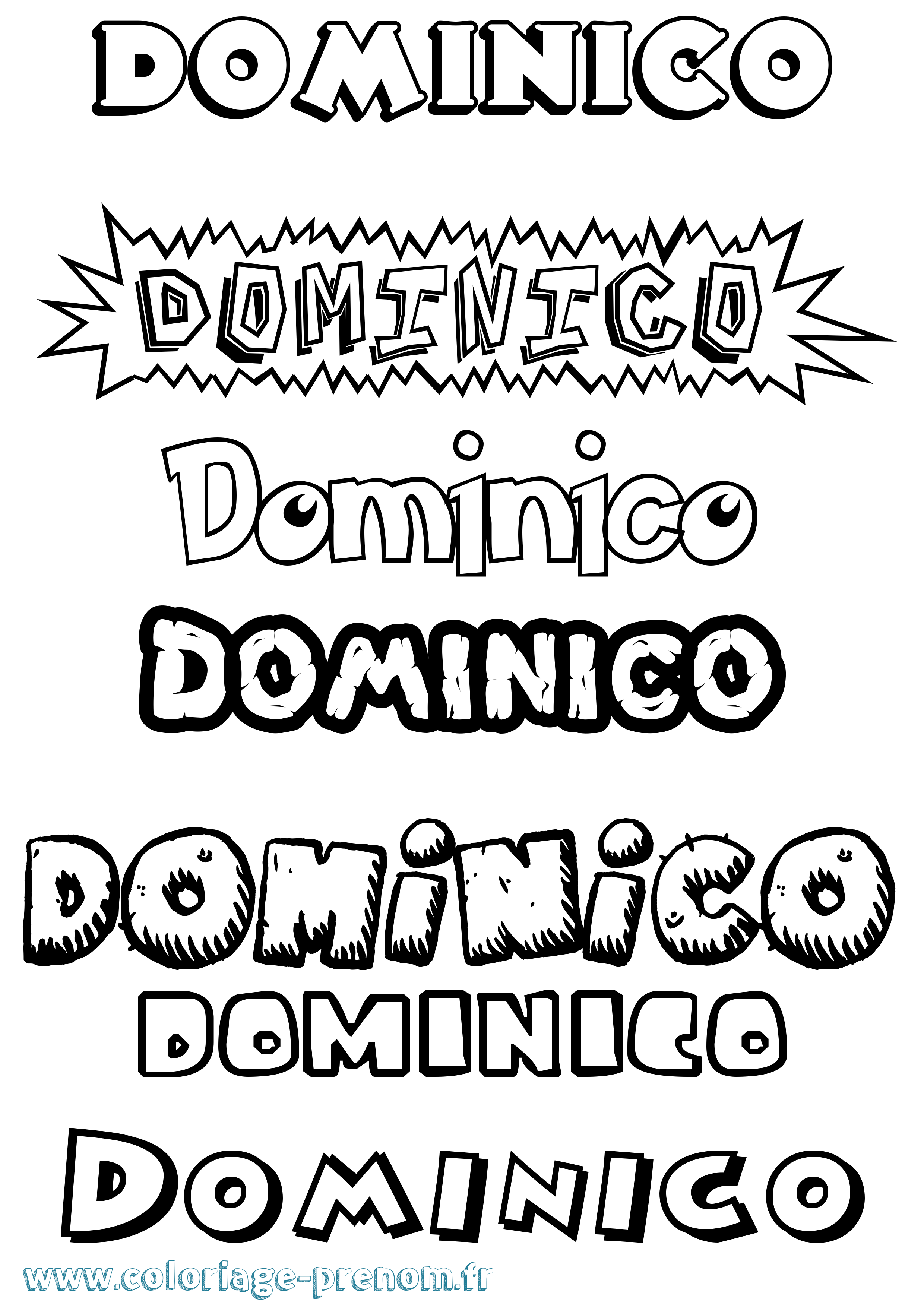 Coloriage Dominico Dessin Animé Coloriage prénom Dominico Dessin Animé