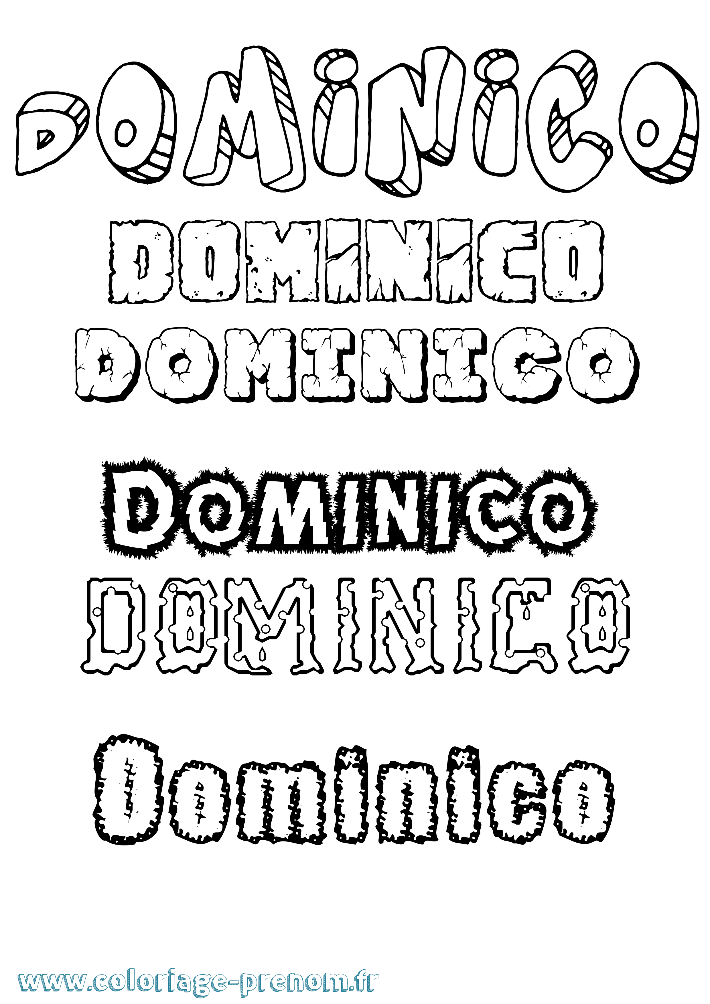 Coloriage Dominico Destructuré Coloriage prénom Dominico Destructuré