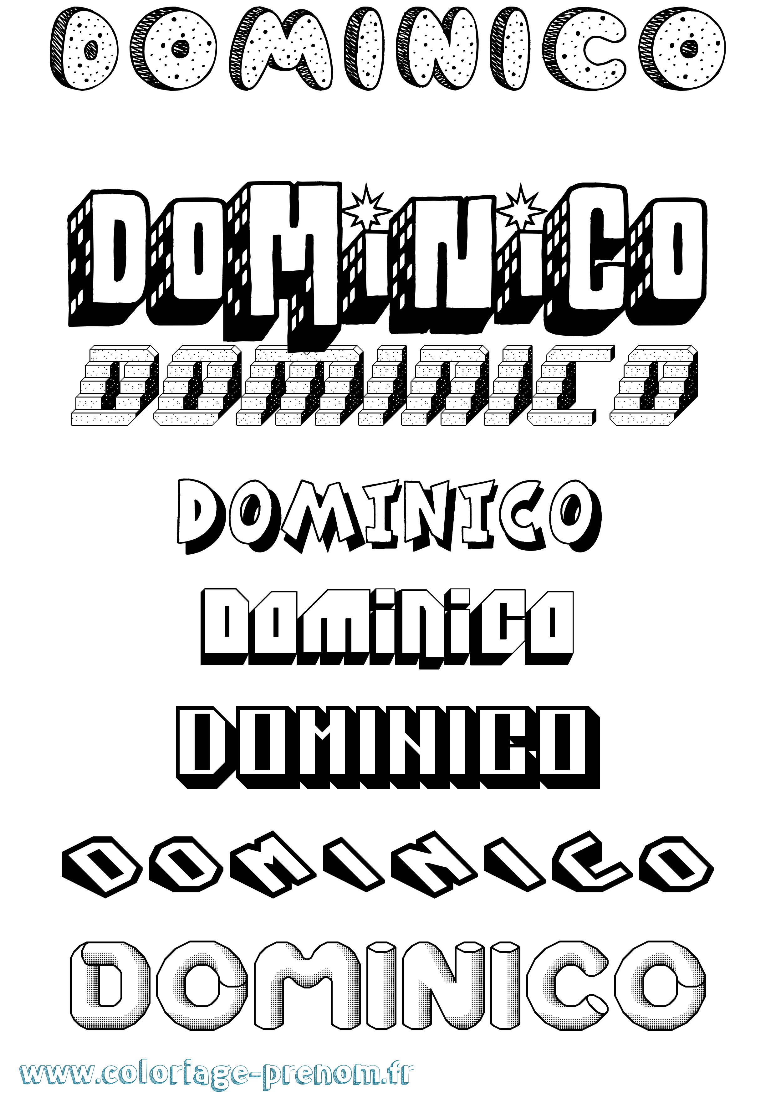 Coloriage Dominico Effet 3D Coloriage prénom Dominico Effet 3D