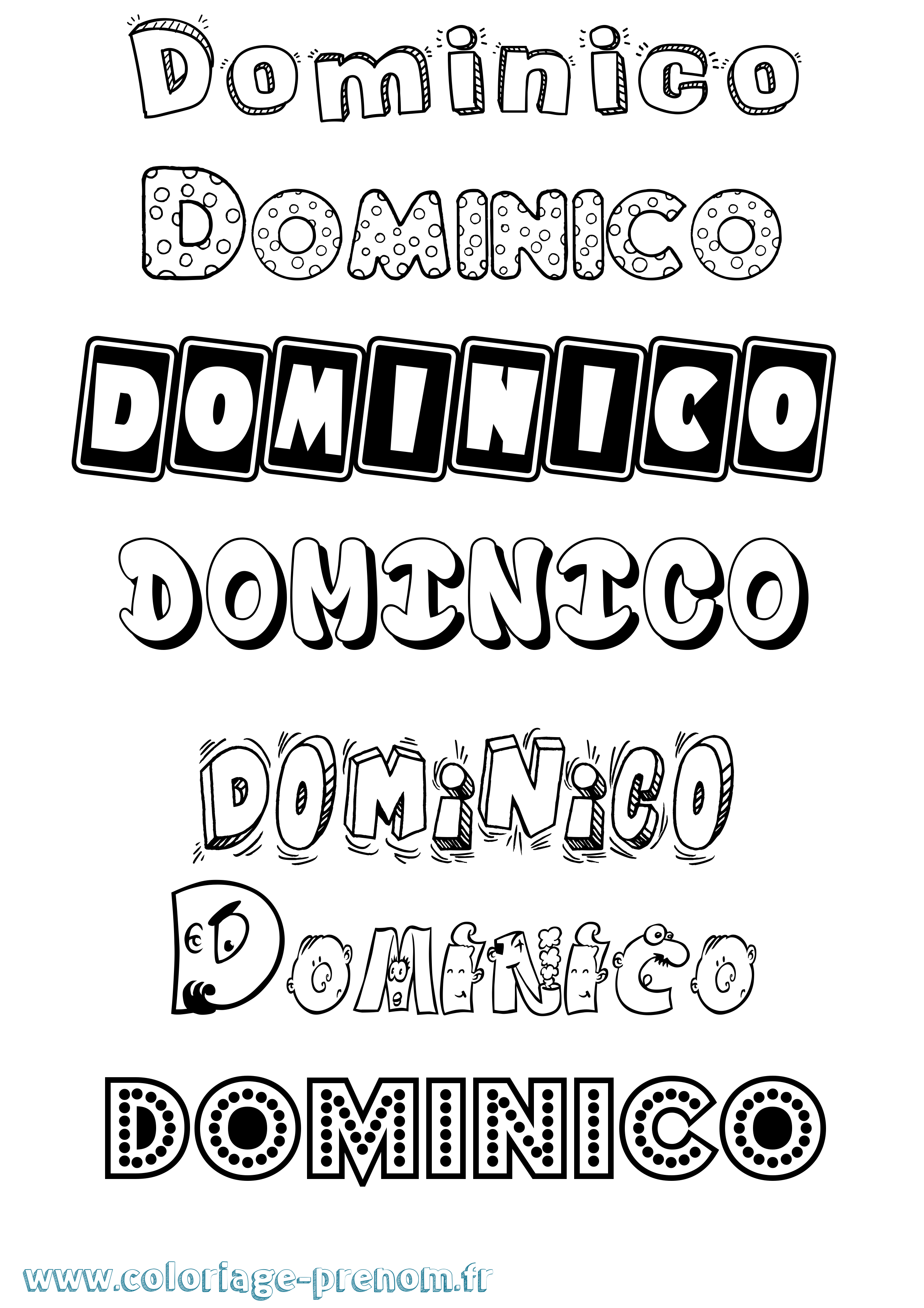 Coloriage Dominico Fun Coloriage prénom Dominico Fun