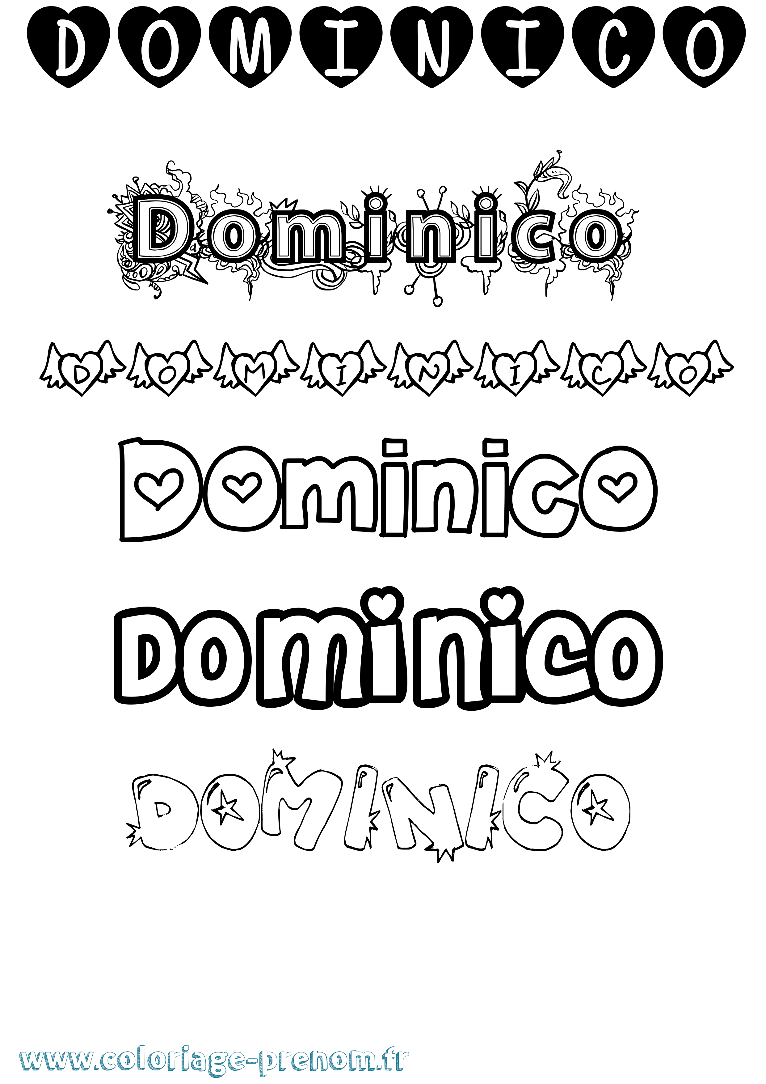Coloriage Dominico Girly Coloriage prénom Dominico Girly