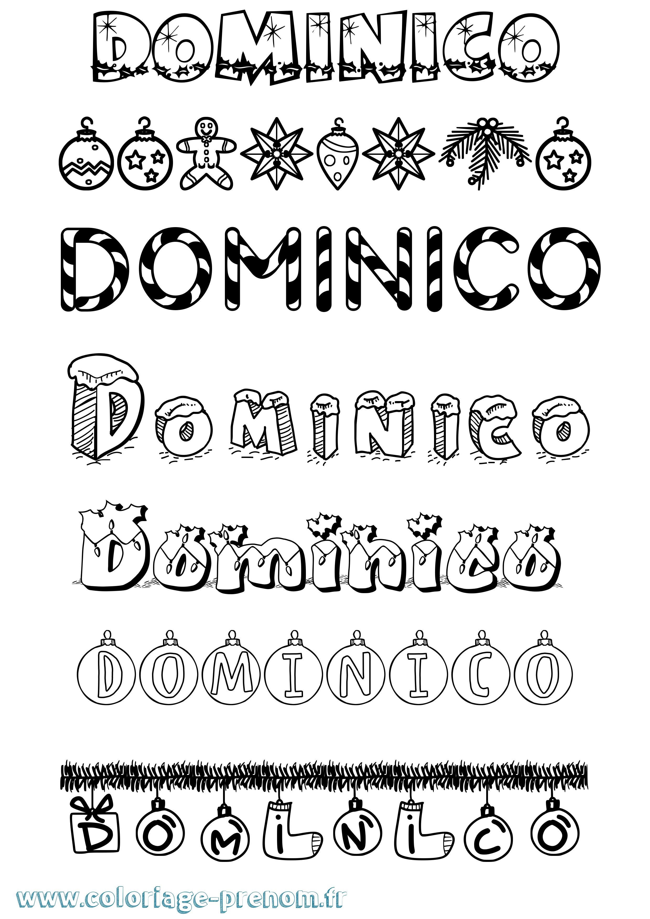 Coloriage Dominico Noël Coloriage prénom Dominico Noël