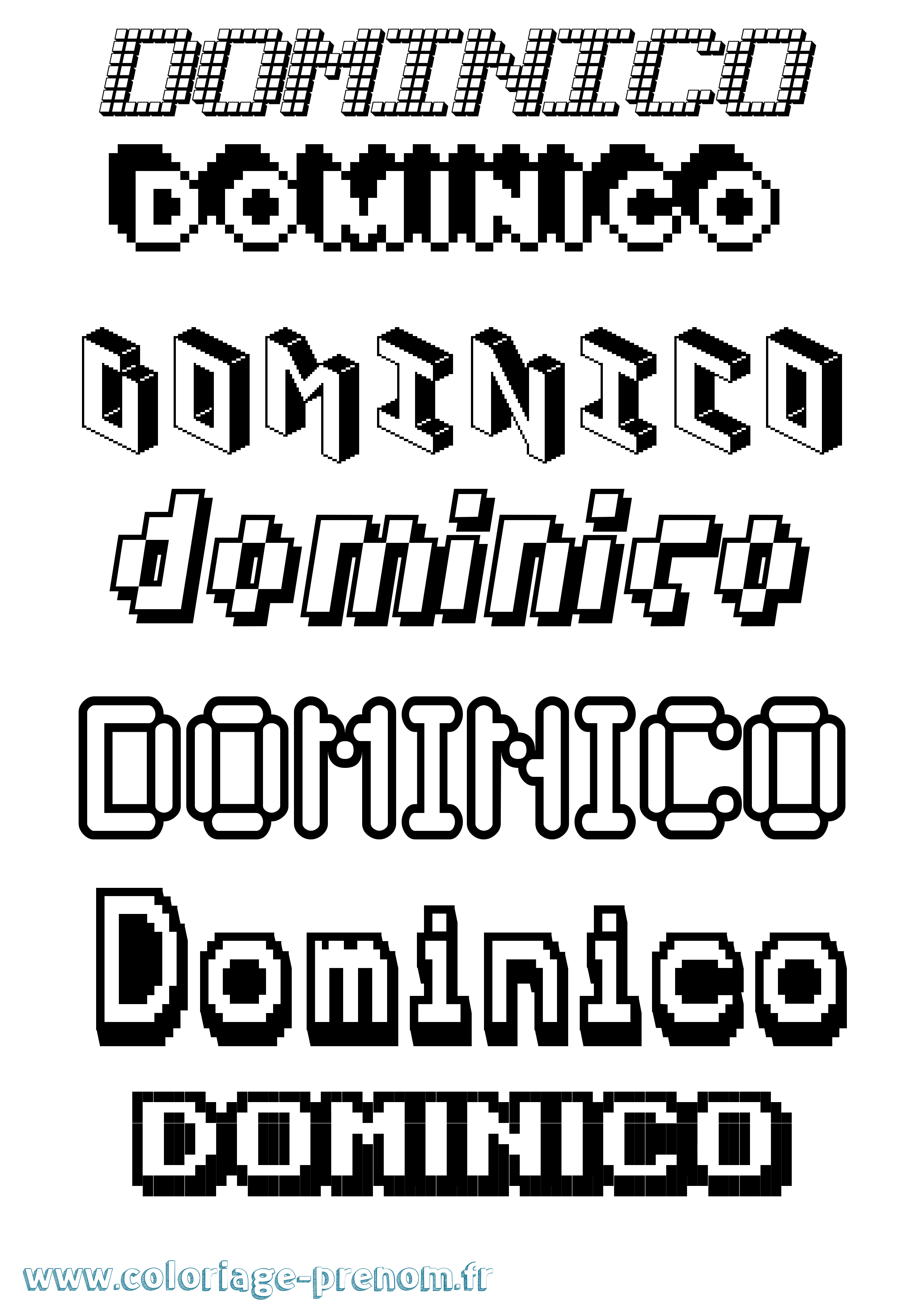 Coloriage Dominico Pixel Coloriage prénom Dominico Pixel