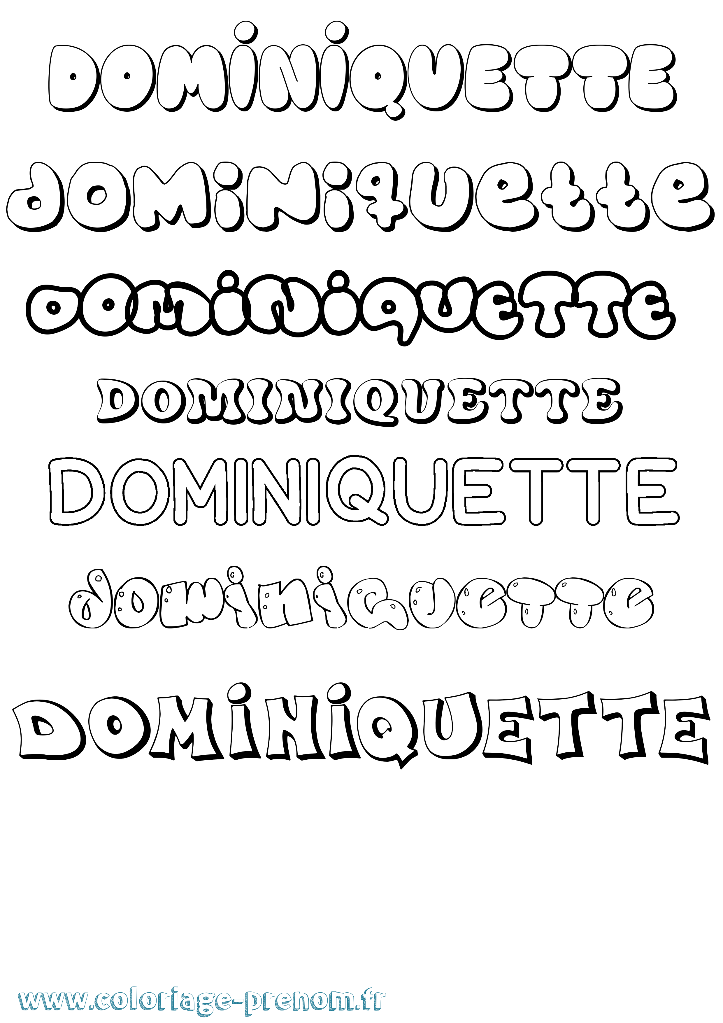 Coloriage Dominiquette Bubble Coloriage prénom Dominiquette Bubble