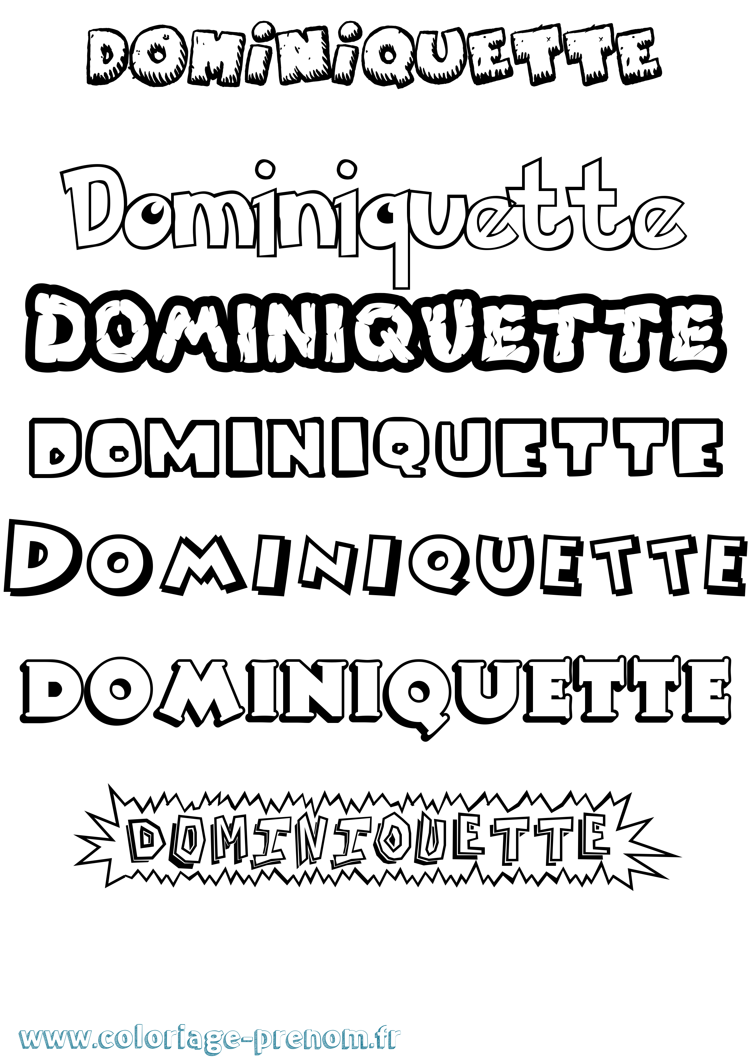 Coloriage Dominiquette Dessin Animé Coloriage prénom Dominiquette Dessin Animé
