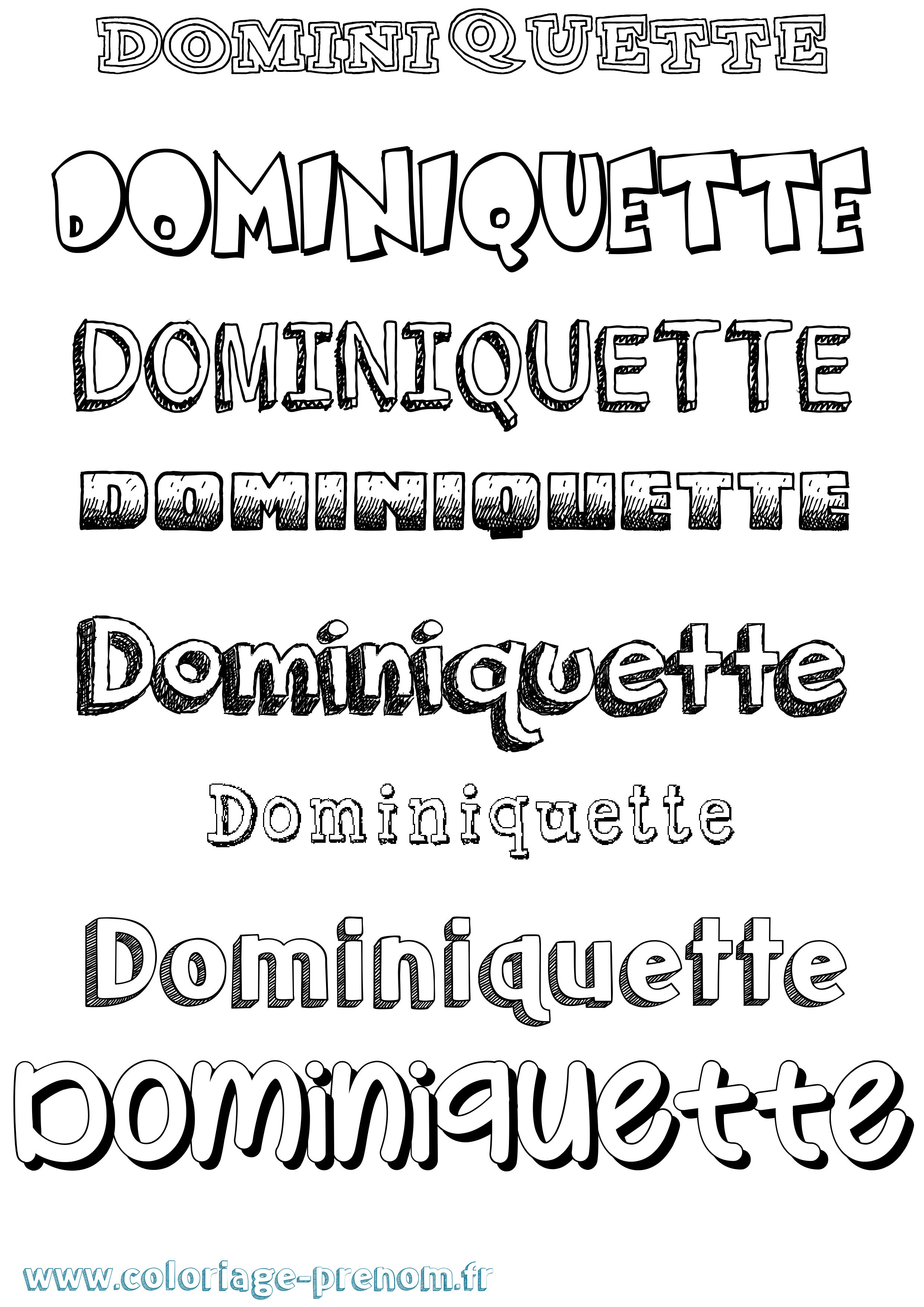 Coloriage Dominiquette Dessiné Coloriage prénom Dominiquette Dessiné