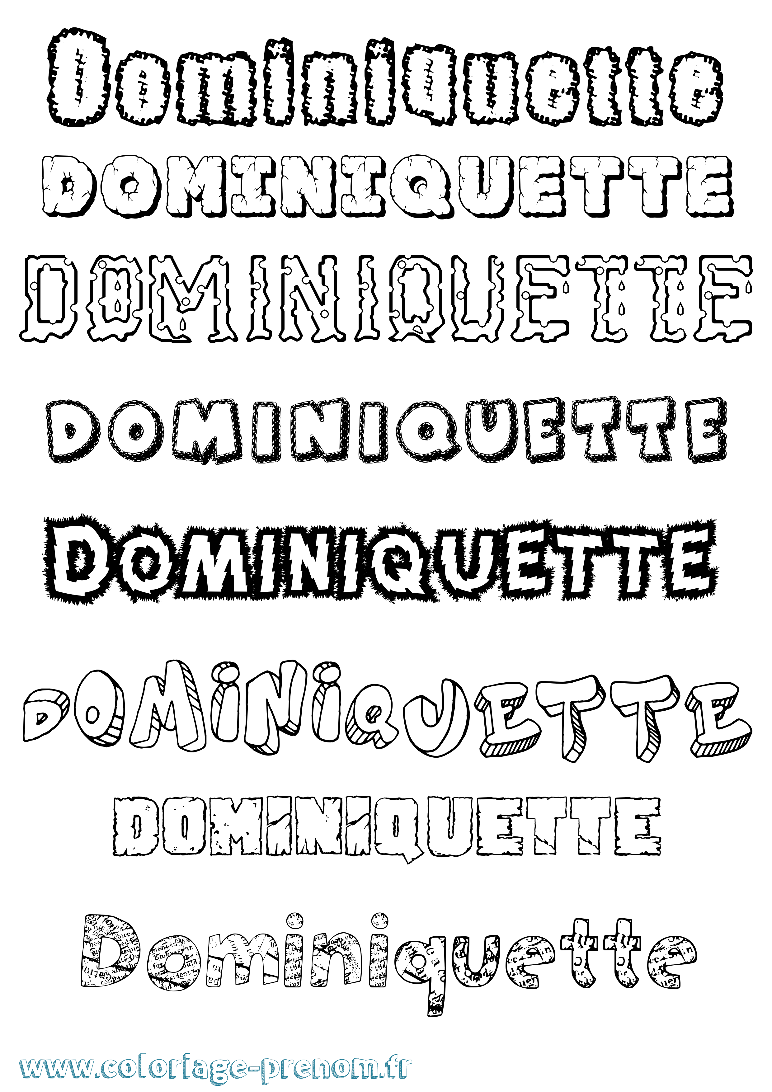 Coloriage Dominiquette Destructuré Coloriage prénom Dominiquette Destructuré