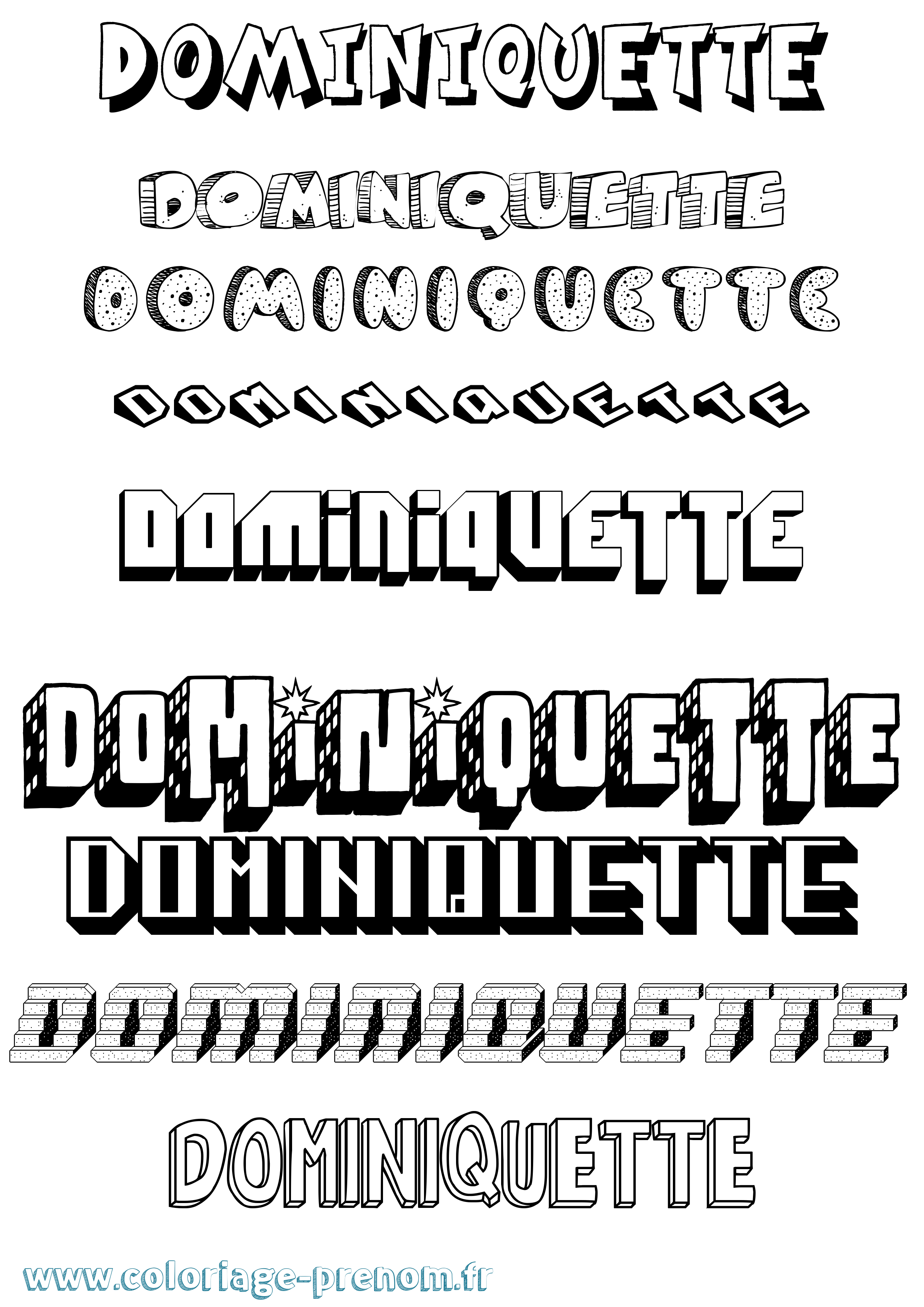 Coloriage Dominiquette Effet 3D Coloriage prénom Dominiquette Effet 3D