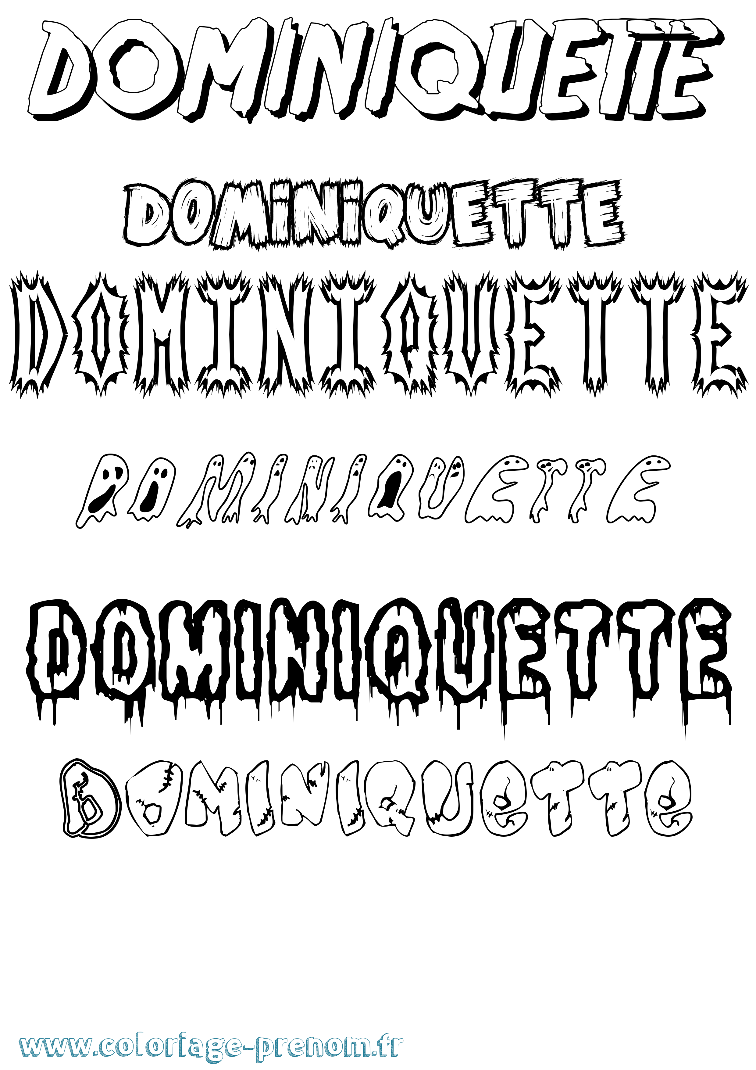 Coloriage Dominiquette Frisson Coloriage prénom Dominiquette Frisson