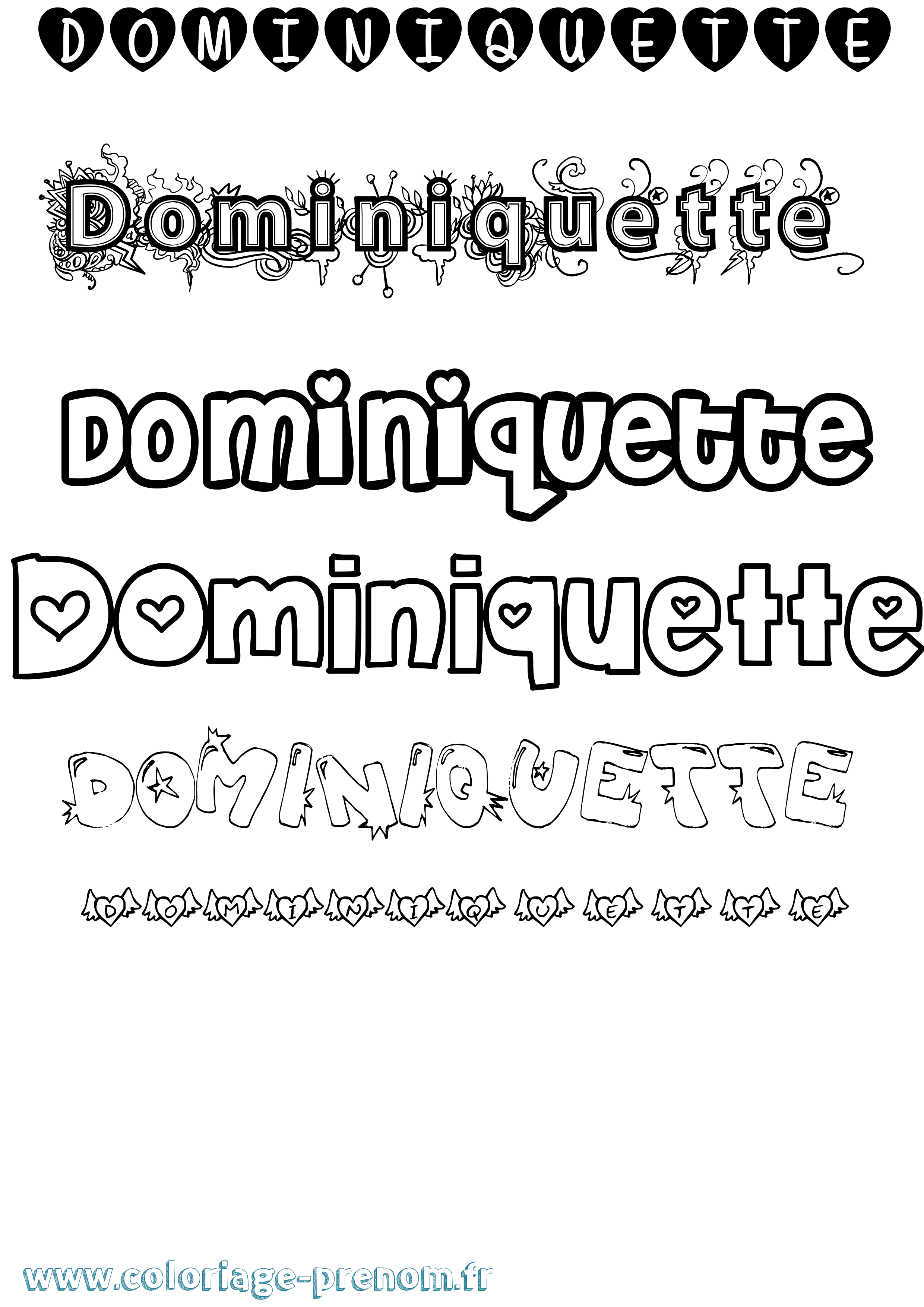 Coloriage Dominiquette Girly Coloriage prénom Dominiquette Girly