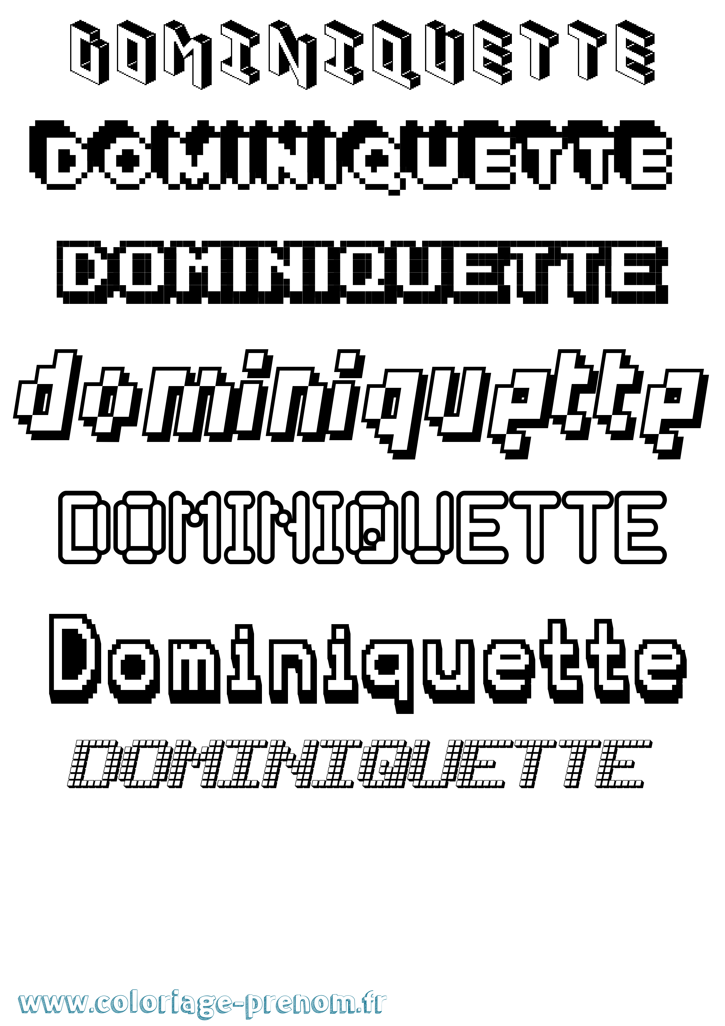 Coloriage Dominiquette Pixel Coloriage prénom Dominiquette Pixel