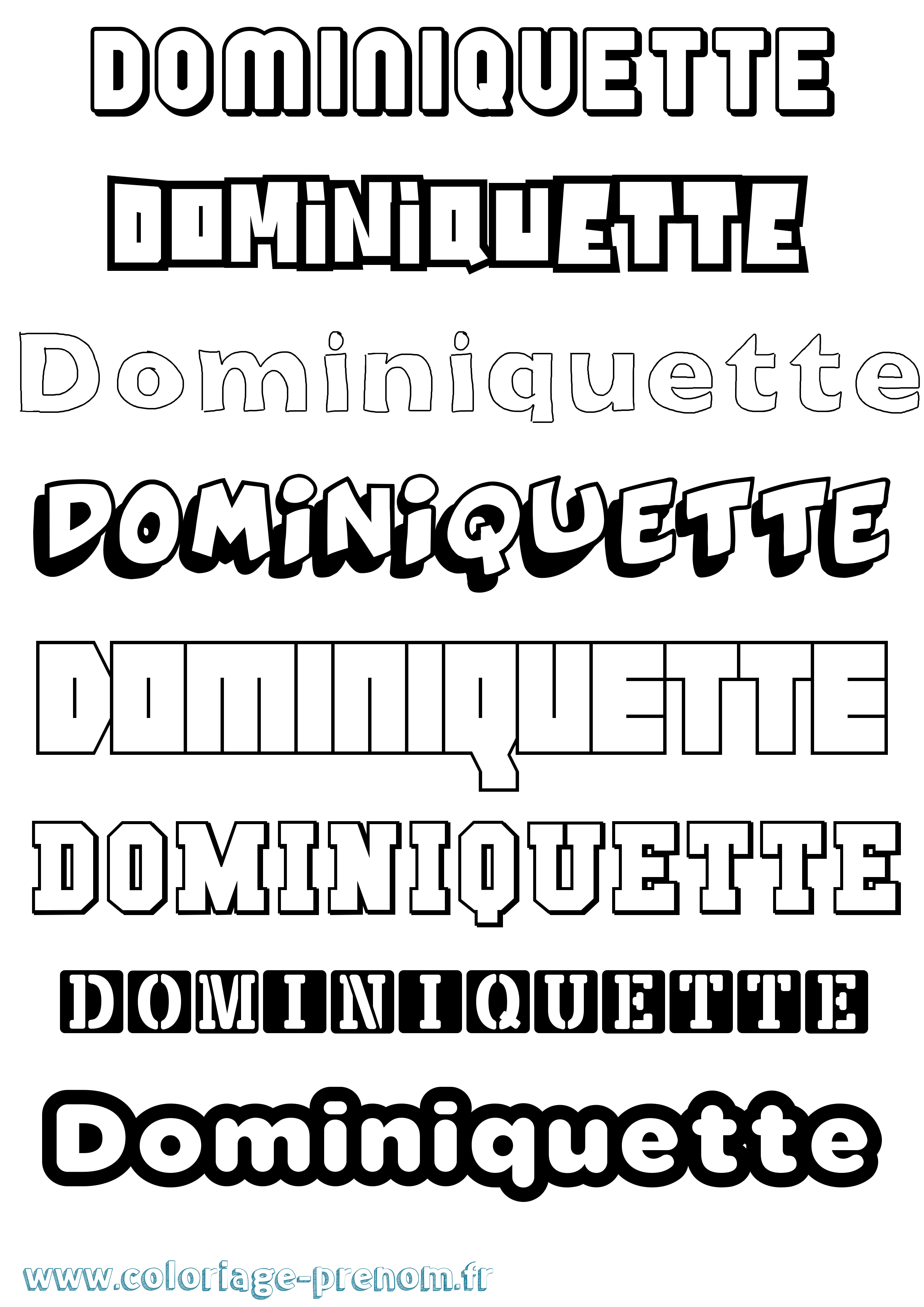 Coloriage Dominiquette Simple Coloriage prénom Dominiquette Simple