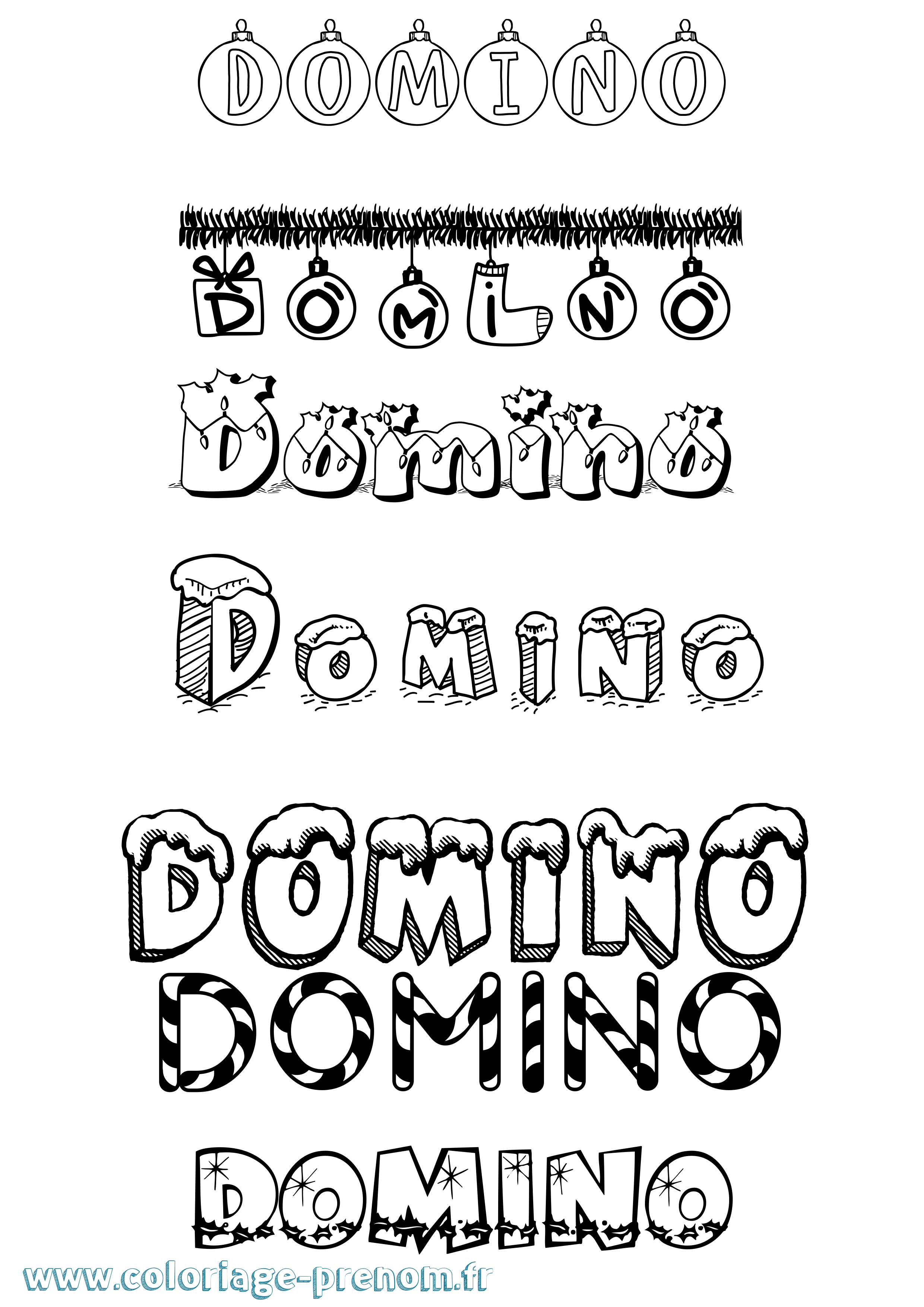 Coloriage Domino Noël Coloriage prénom Domino Noël