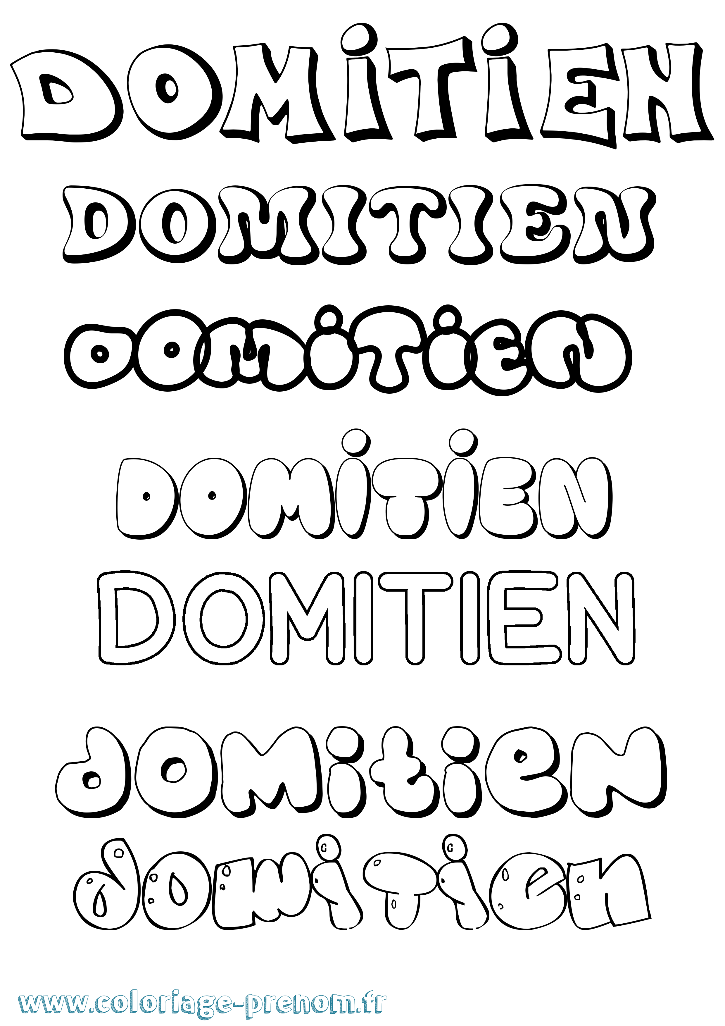 Coloriage Domitien Bubble Coloriage prénom Domitien Bubble