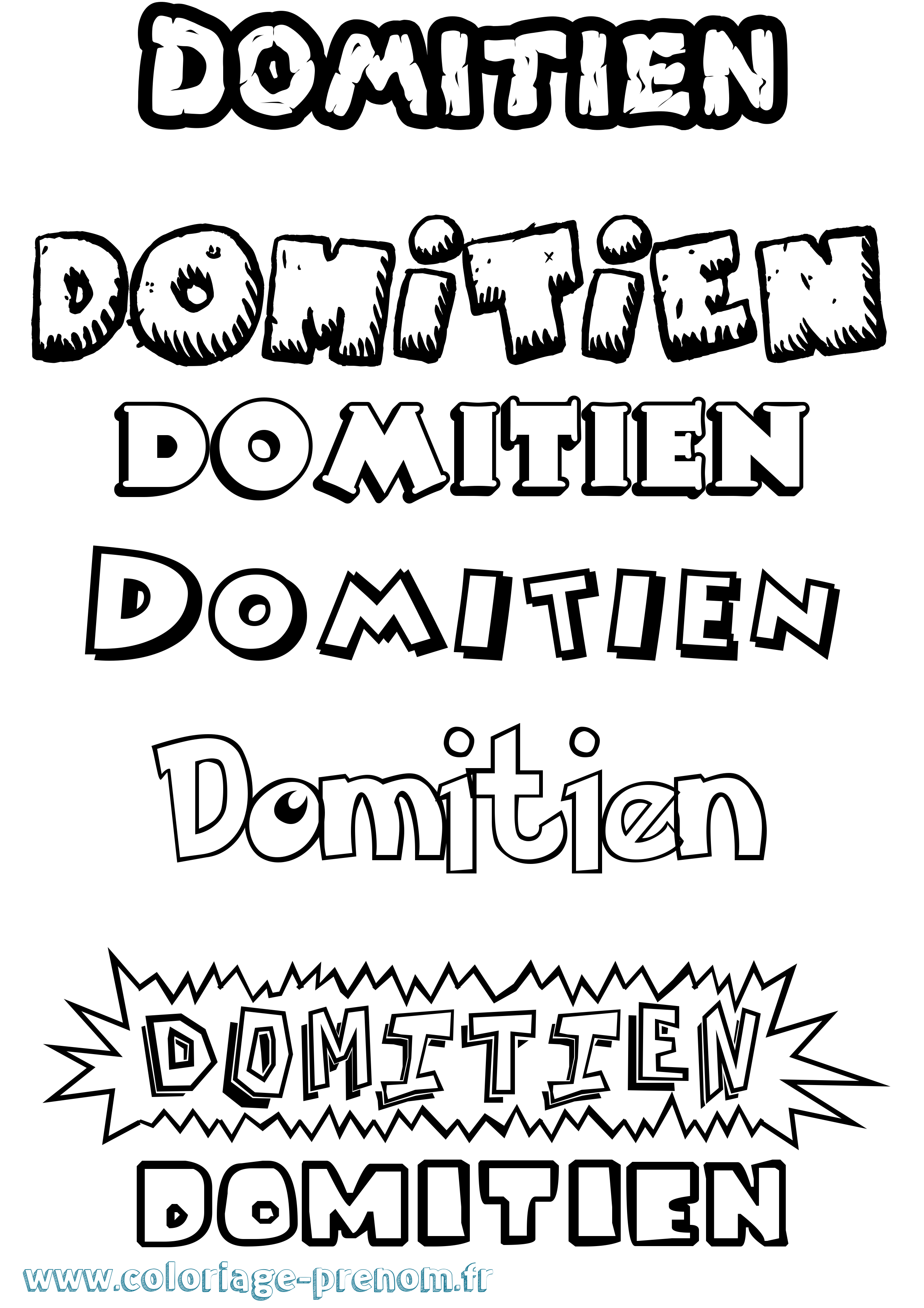 Coloriage Domitien Dessin Animé Coloriage prénom Domitien Dessin Animé