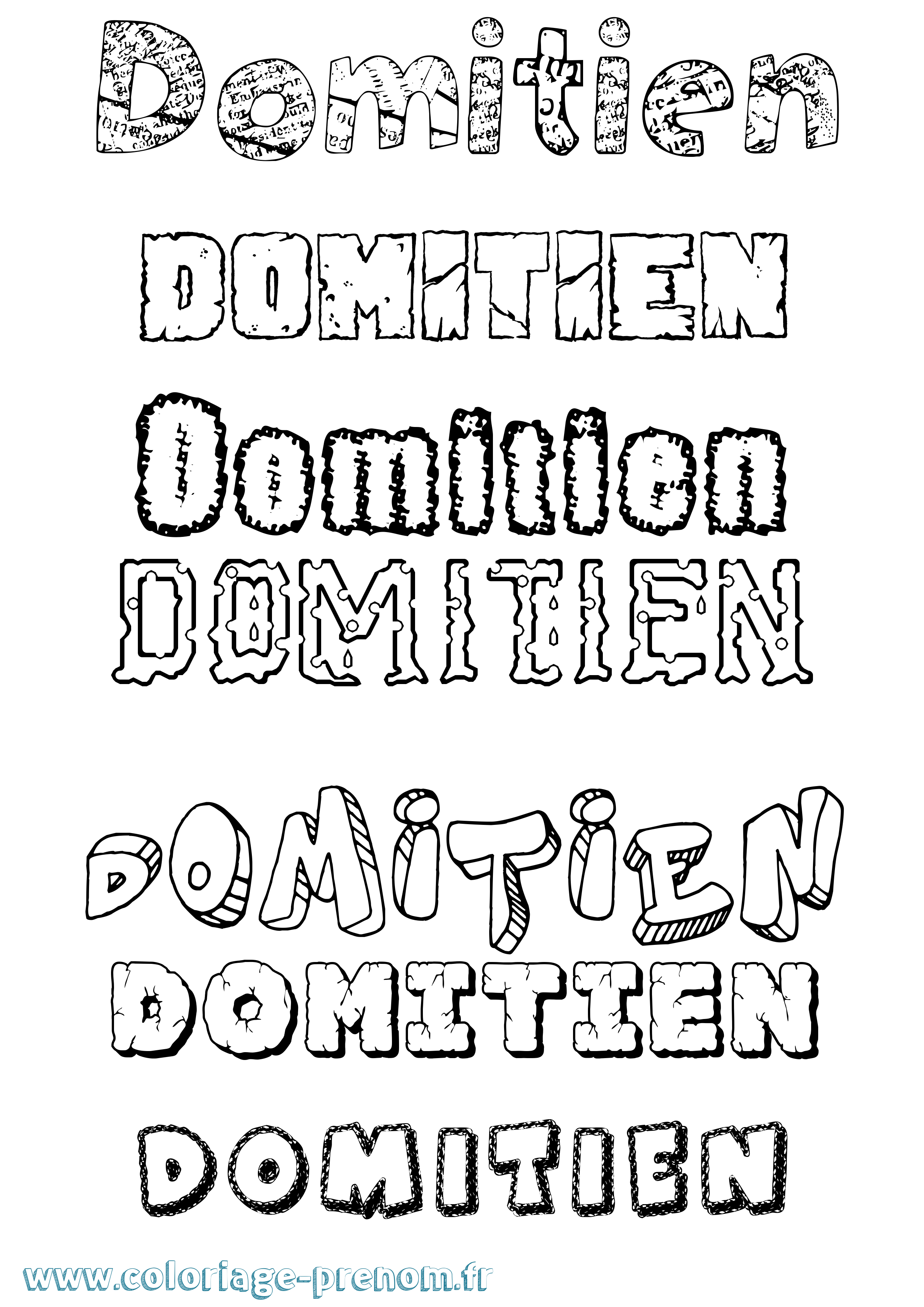 Coloriage Domitien Destructuré Coloriage prénom Domitien Destructuré