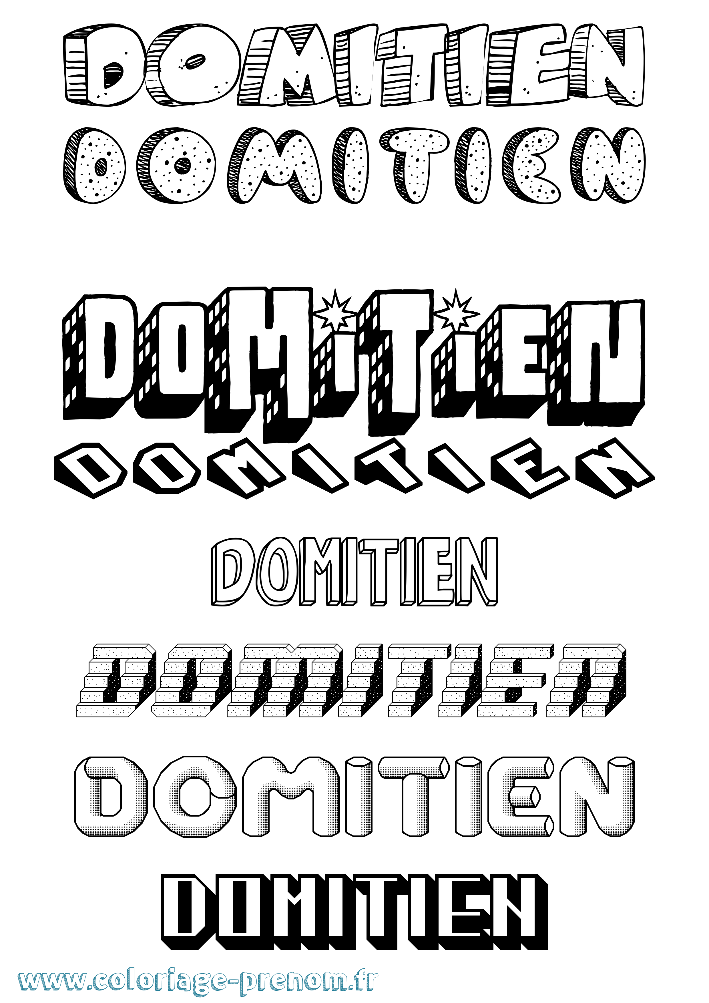 Coloriage Domitien Effet 3D Coloriage prénom Domitien Effet 3D