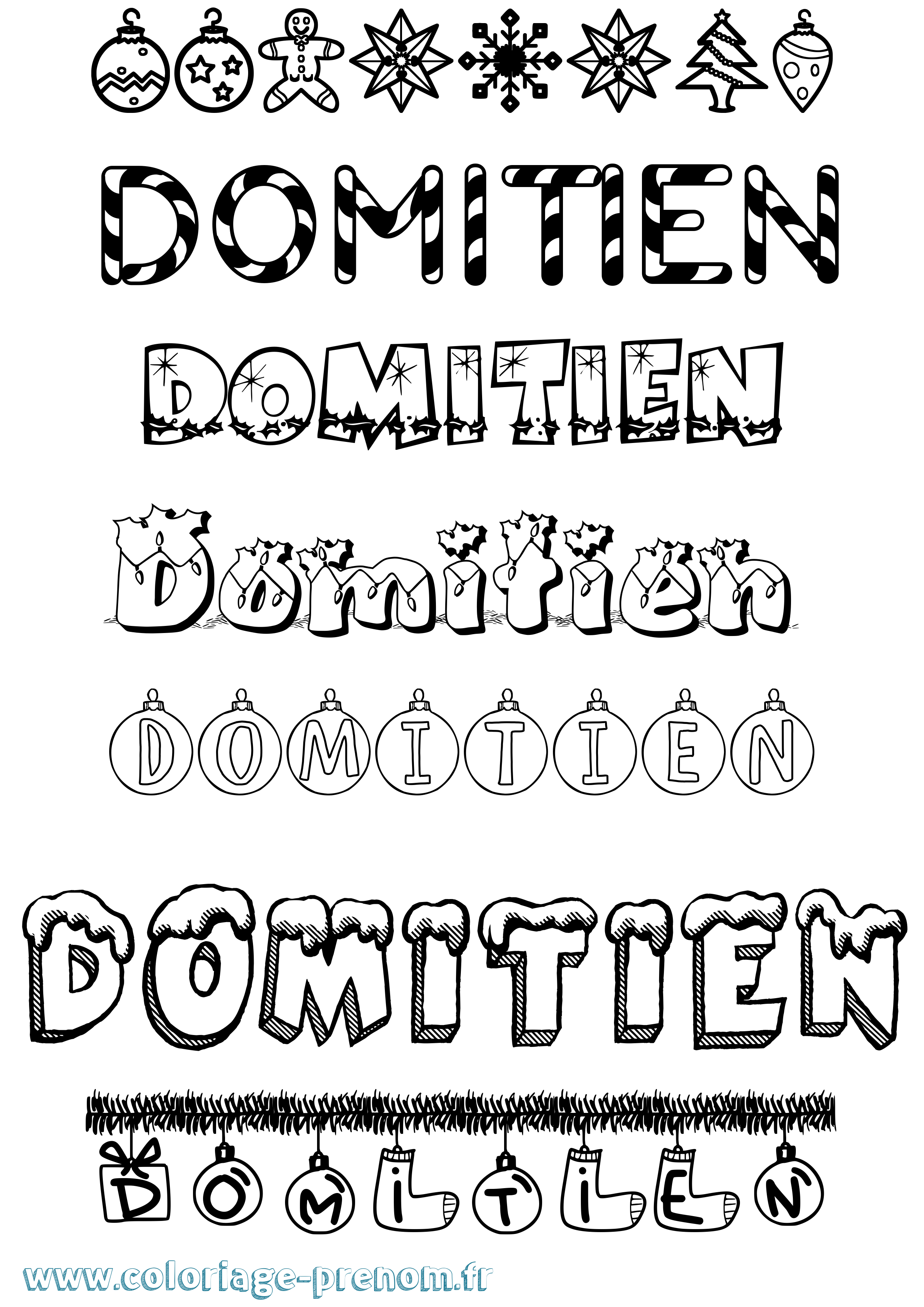 Coloriage Domitien Noël Coloriage prénom Domitien Noël