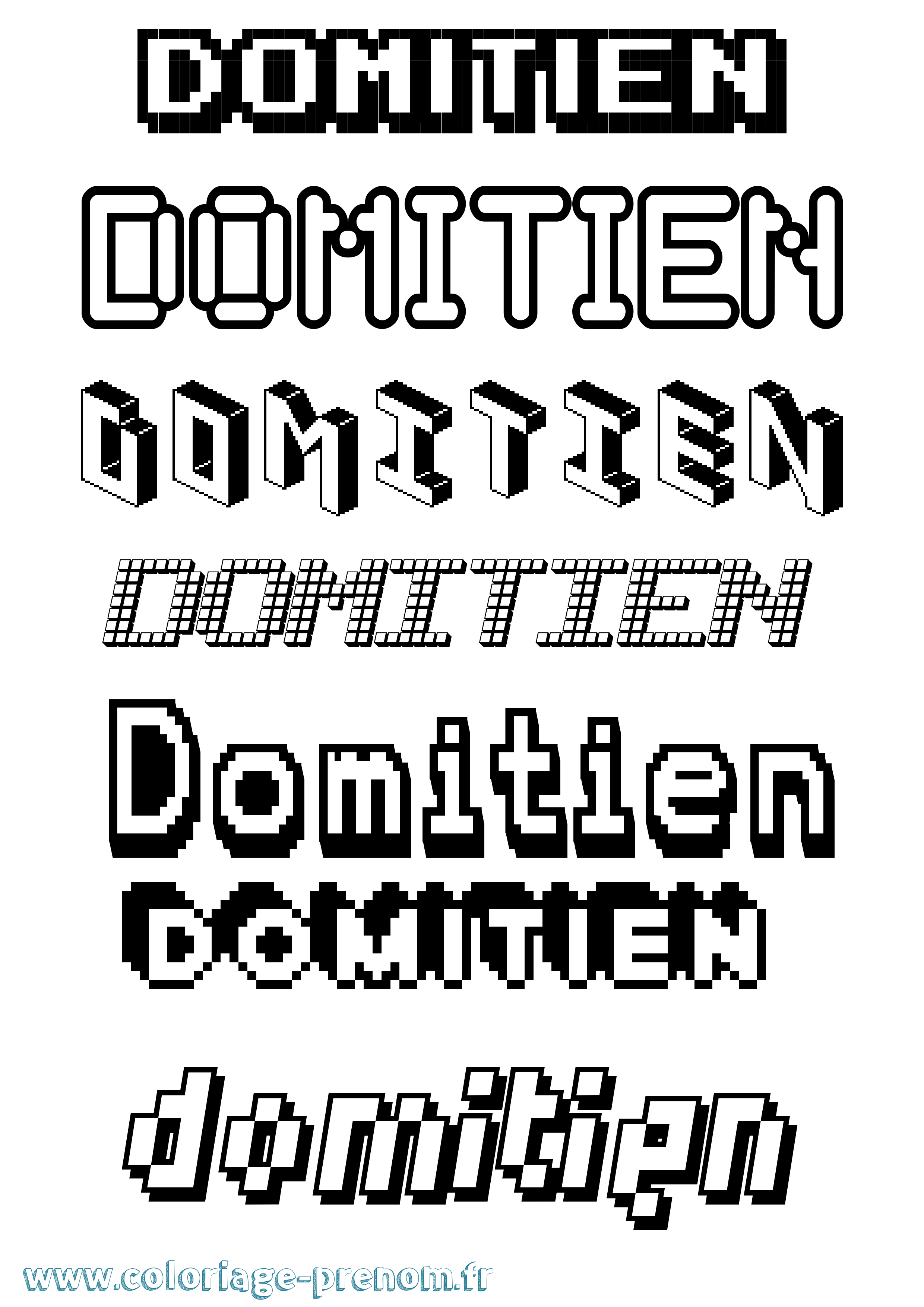 Coloriage Domitien Pixel Coloriage prénom Domitien Pixel