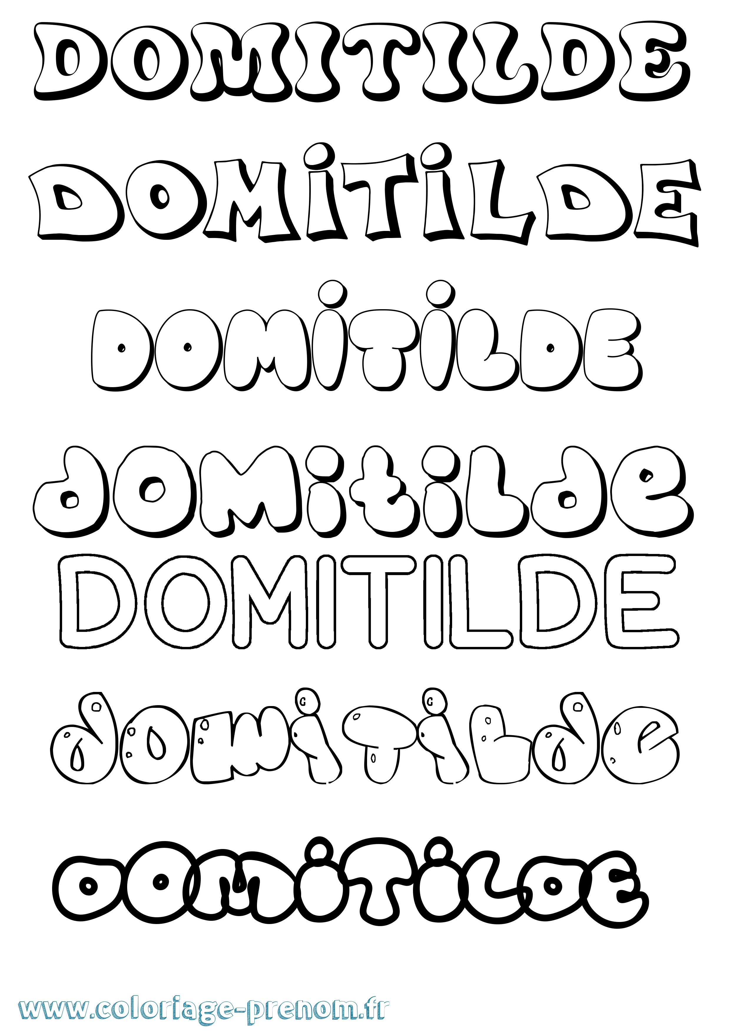 Coloriage Domitilde Bubble Coloriage prénom Domitilde Bubble