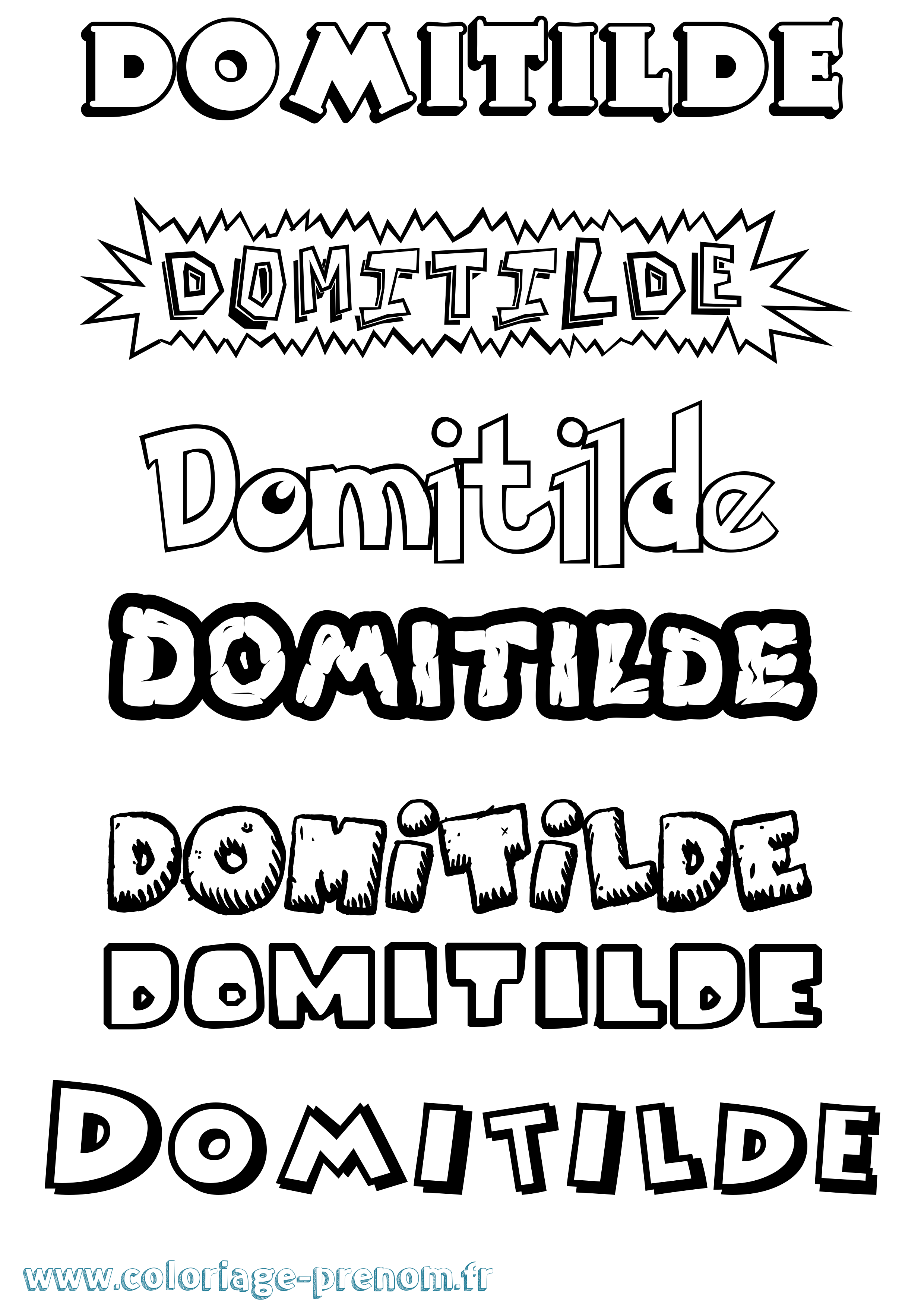 Coloriage Domitilde Dessin Animé Coloriage prénom Domitilde Dessin Animé