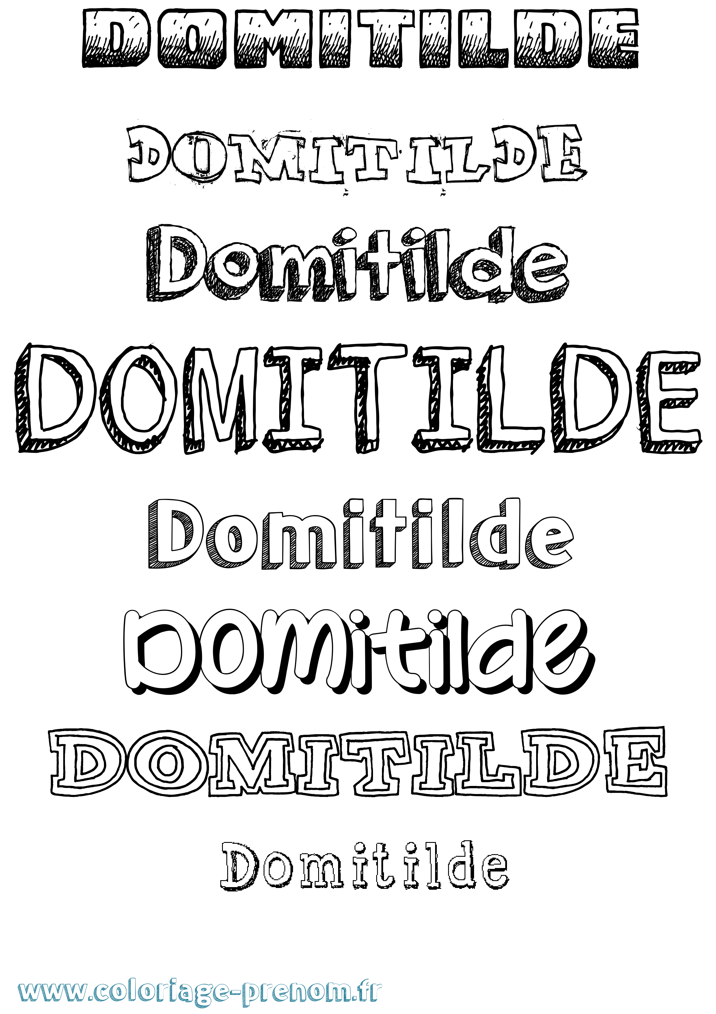 Coloriage Domitilde Dessiné Coloriage prénom Domitilde Dessiné