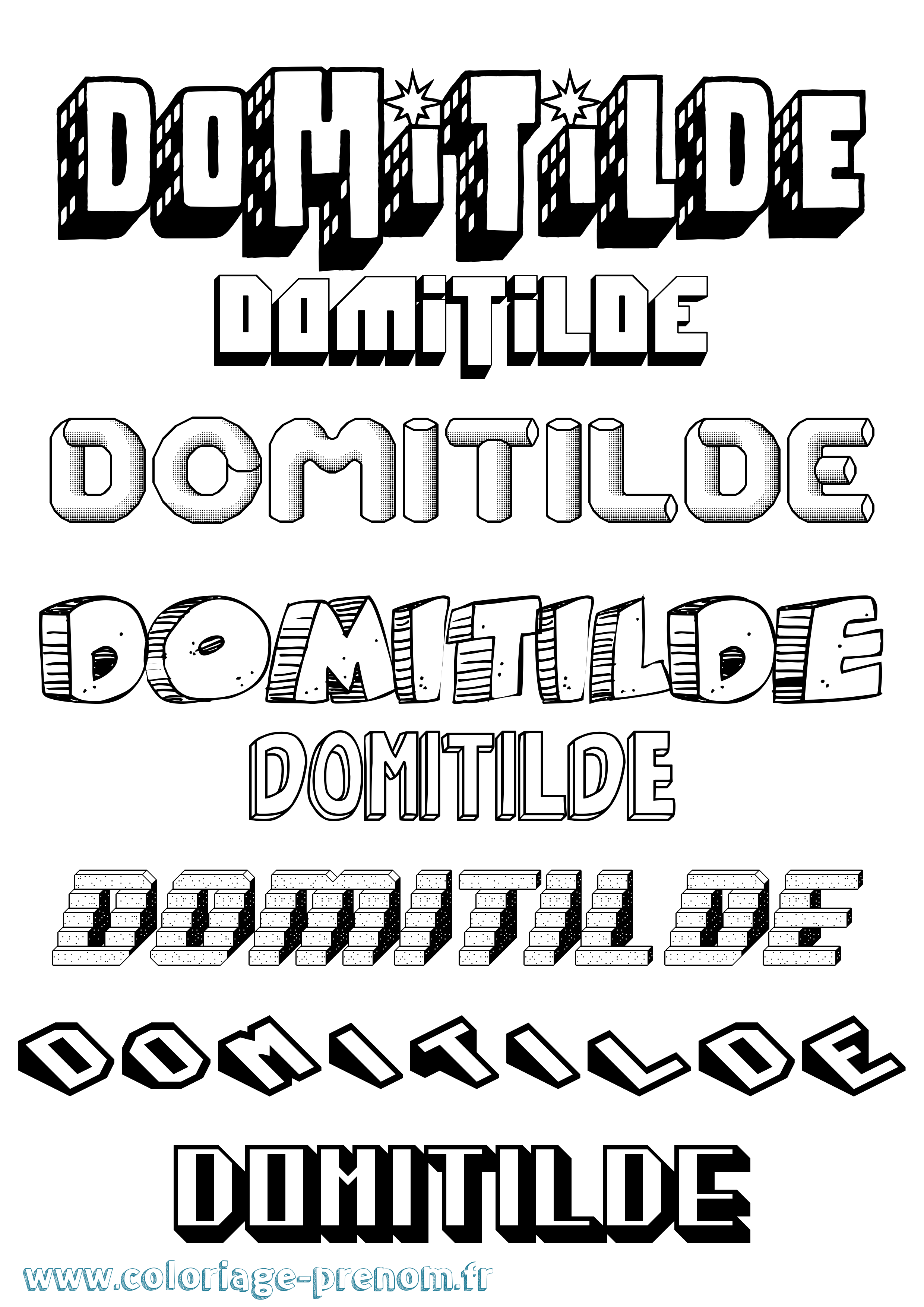 Coloriage Domitilde Effet 3D Coloriage prénom Domitilde Effet 3D