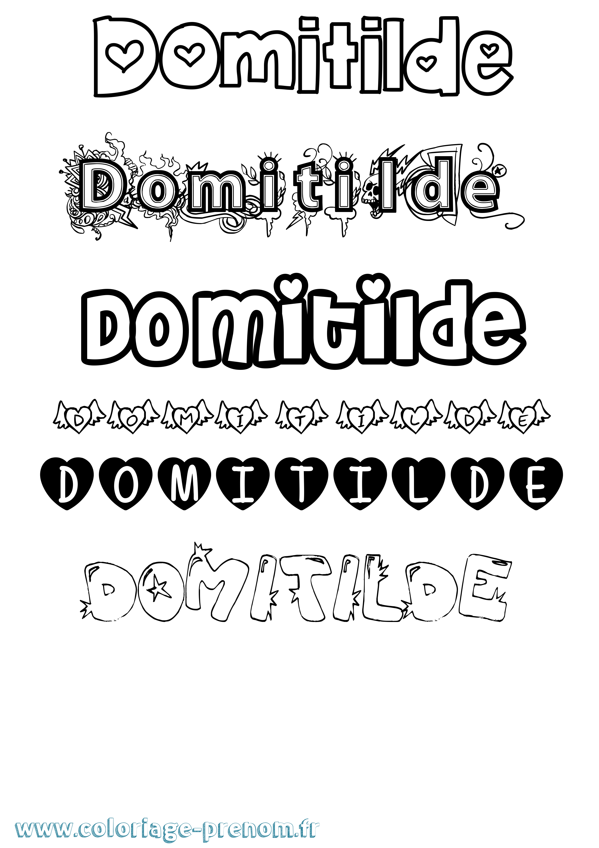 Coloriage Domitilde Girly Coloriage prénom Domitilde Girly