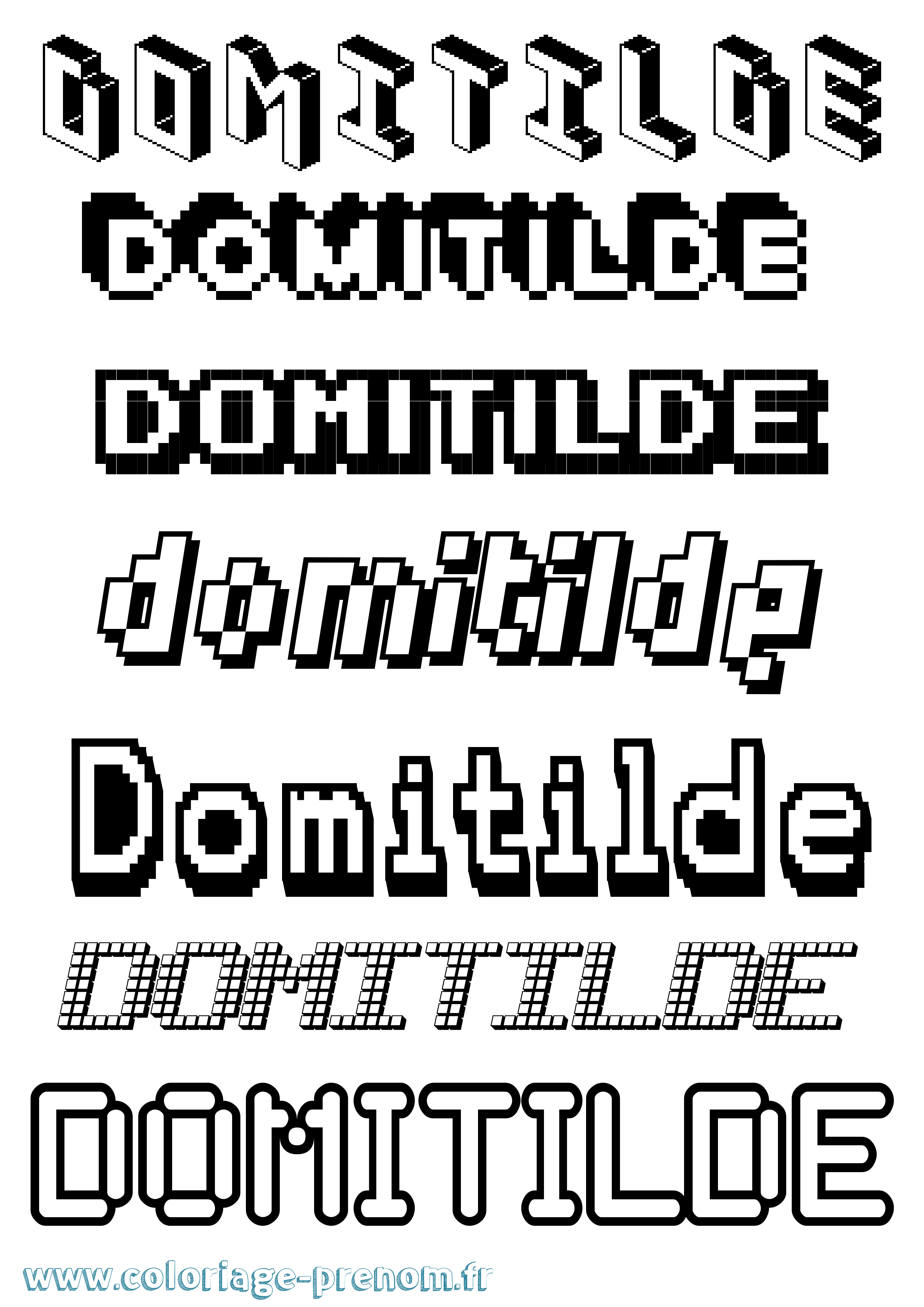 Coloriage Domitilde Pixel Coloriage prénom Domitilde Pixel