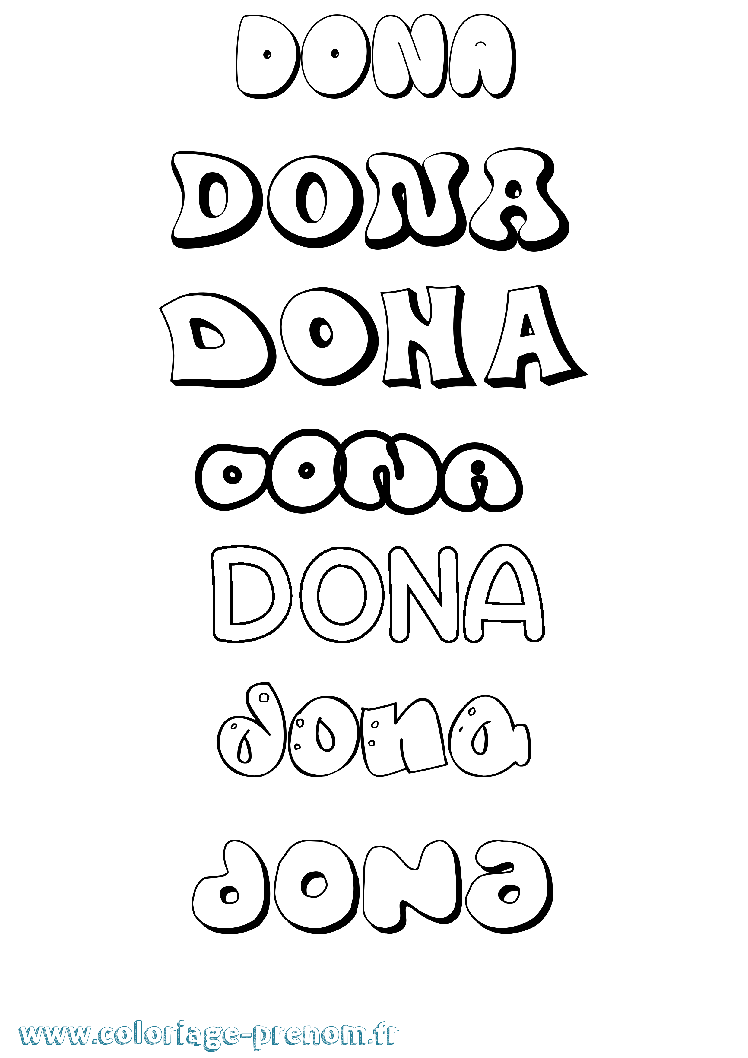 Coloriage Dona Bubble Coloriage prénom Dona Bubble