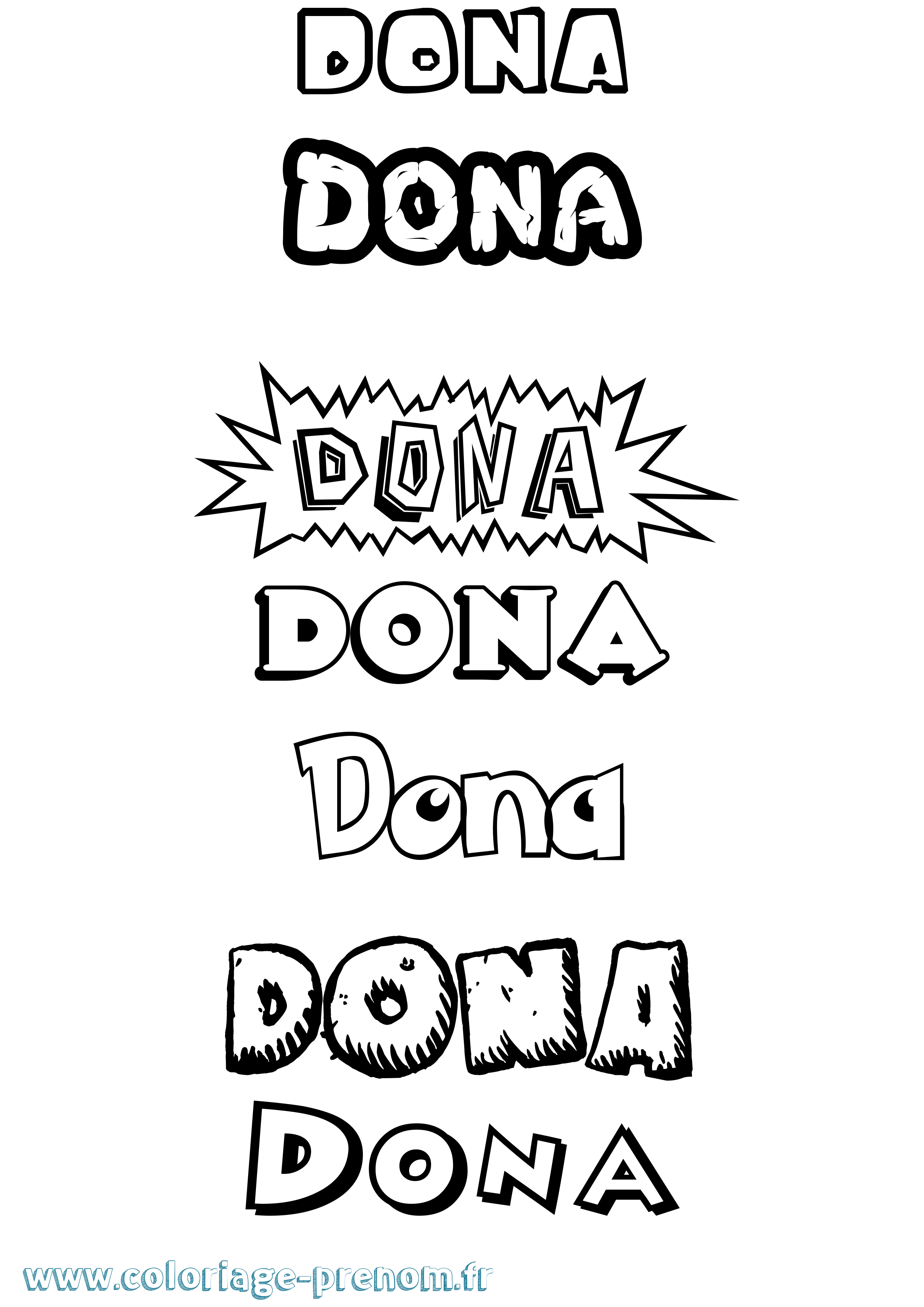 Coloriage Dona Dessin Animé Coloriage prénom Dona Dessin Animé