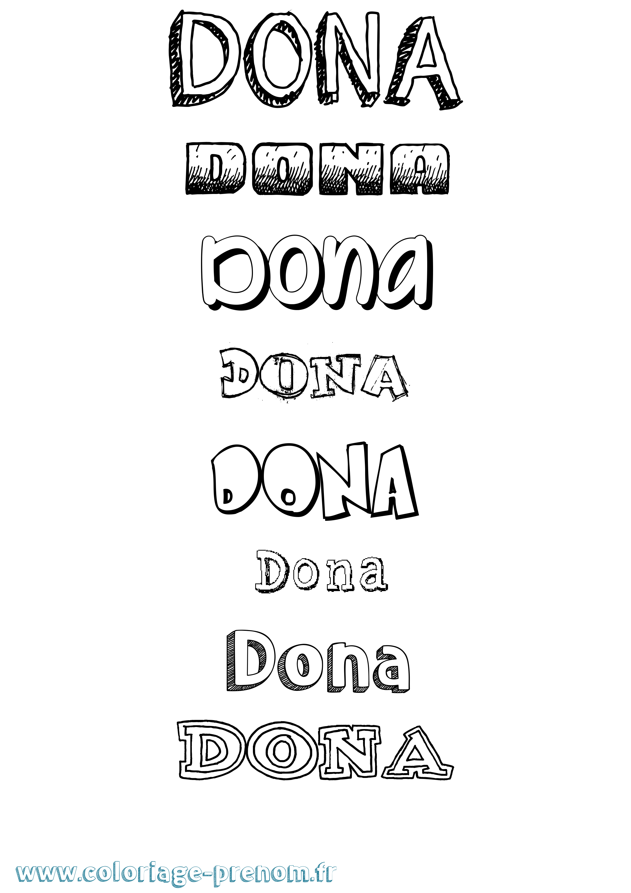 Coloriage Dona Dessiné Coloriage prénom Dona Dessiné