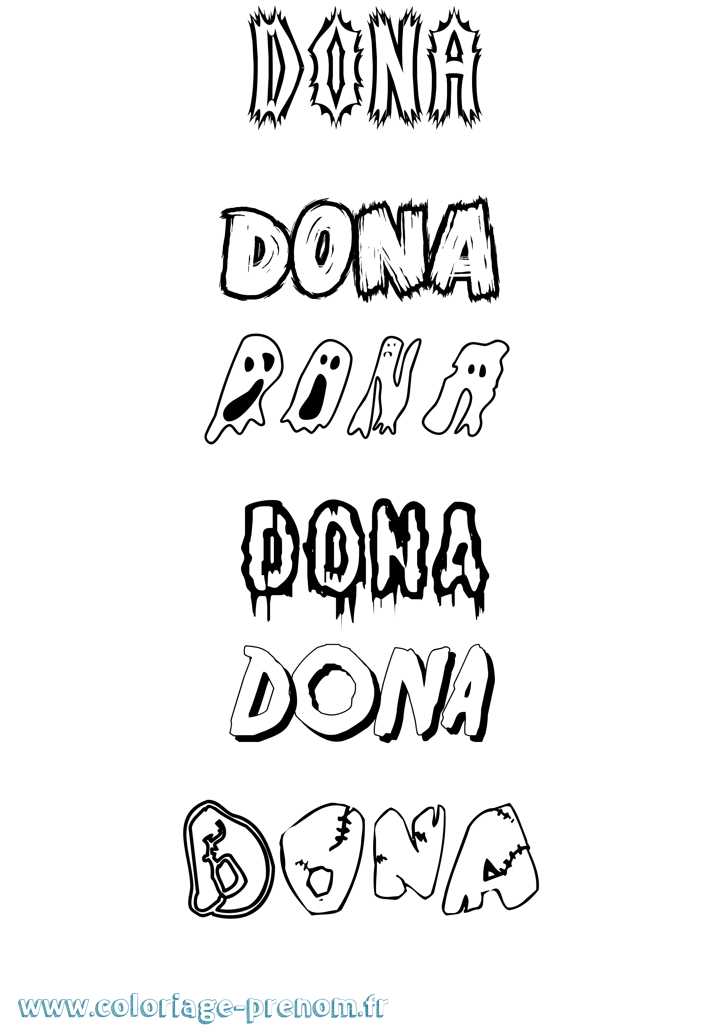 Coloriage Dona Frisson Coloriage prénom Dona Frisson