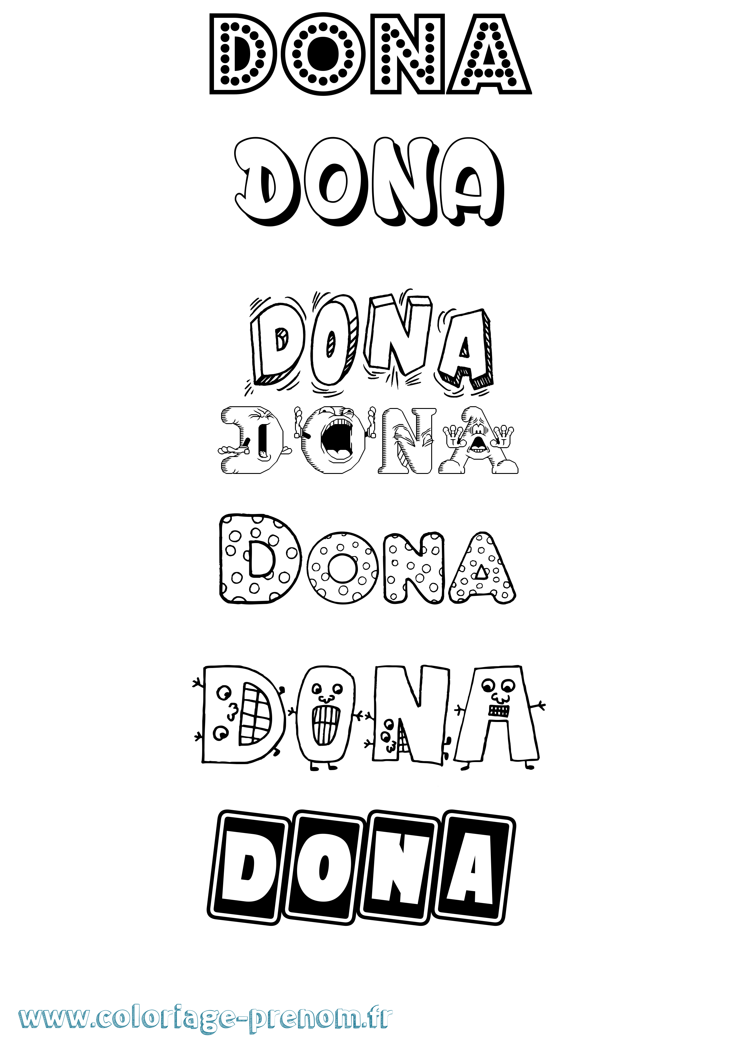 Coloriage Dona Fun Coloriage prénom Dona Fun